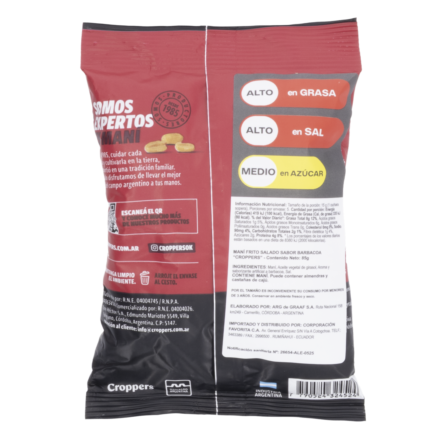 Maní Sabor A  Bbq CROPPERS 85 G