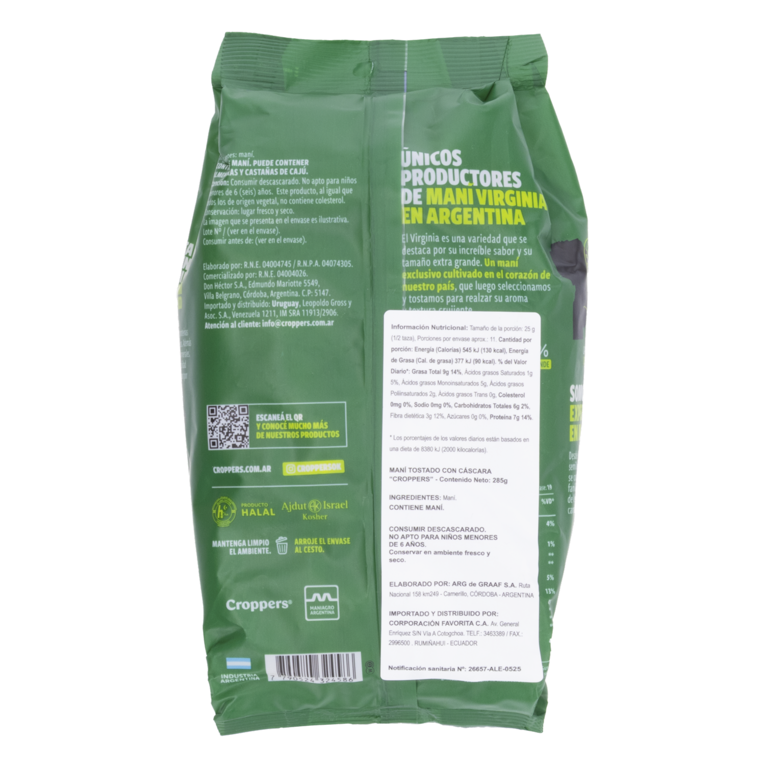 Maní Tostado Con Cascara CROPPERS 285 G
