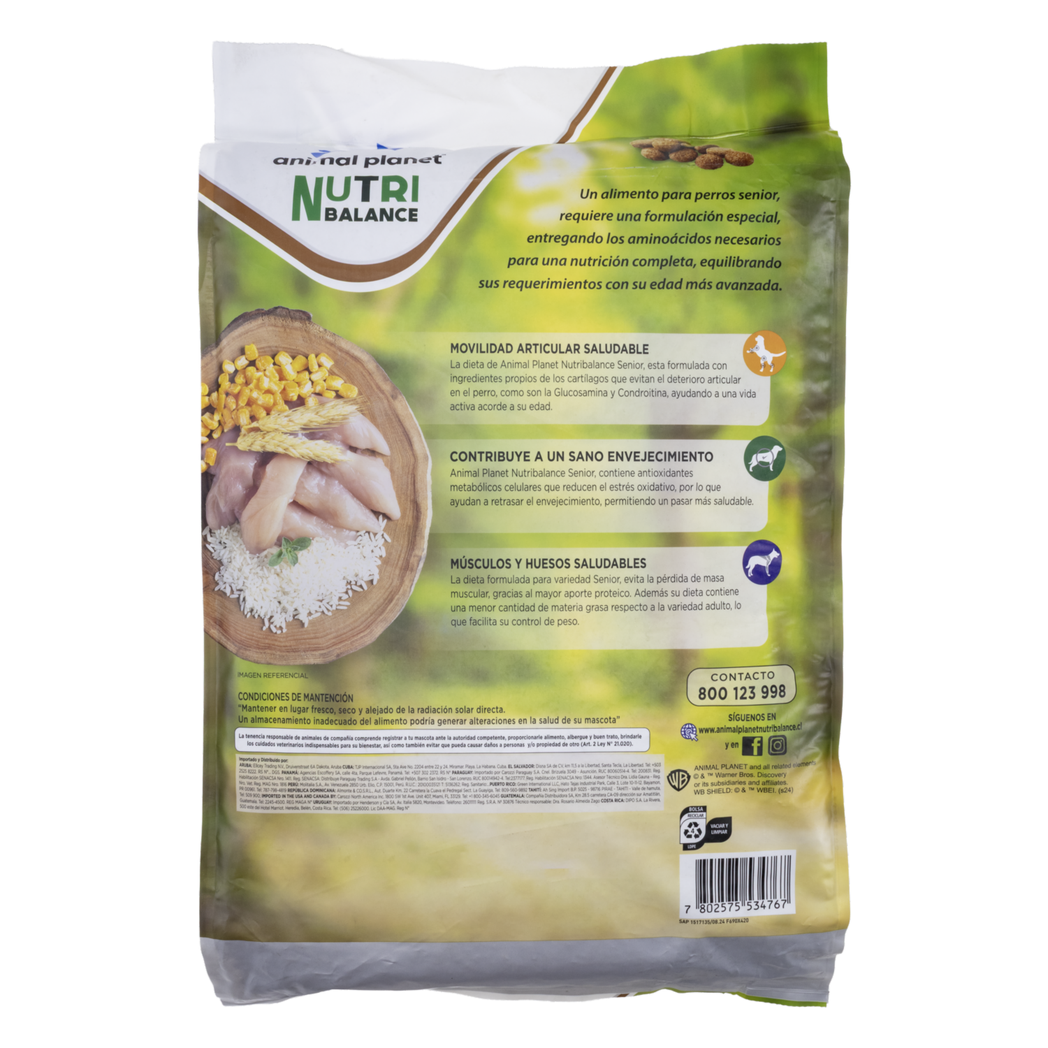 Alimento Para Perros Adultos Razas Medianas Y Grandes Senior +7 Años ANIMAL PLANET 12 Kg