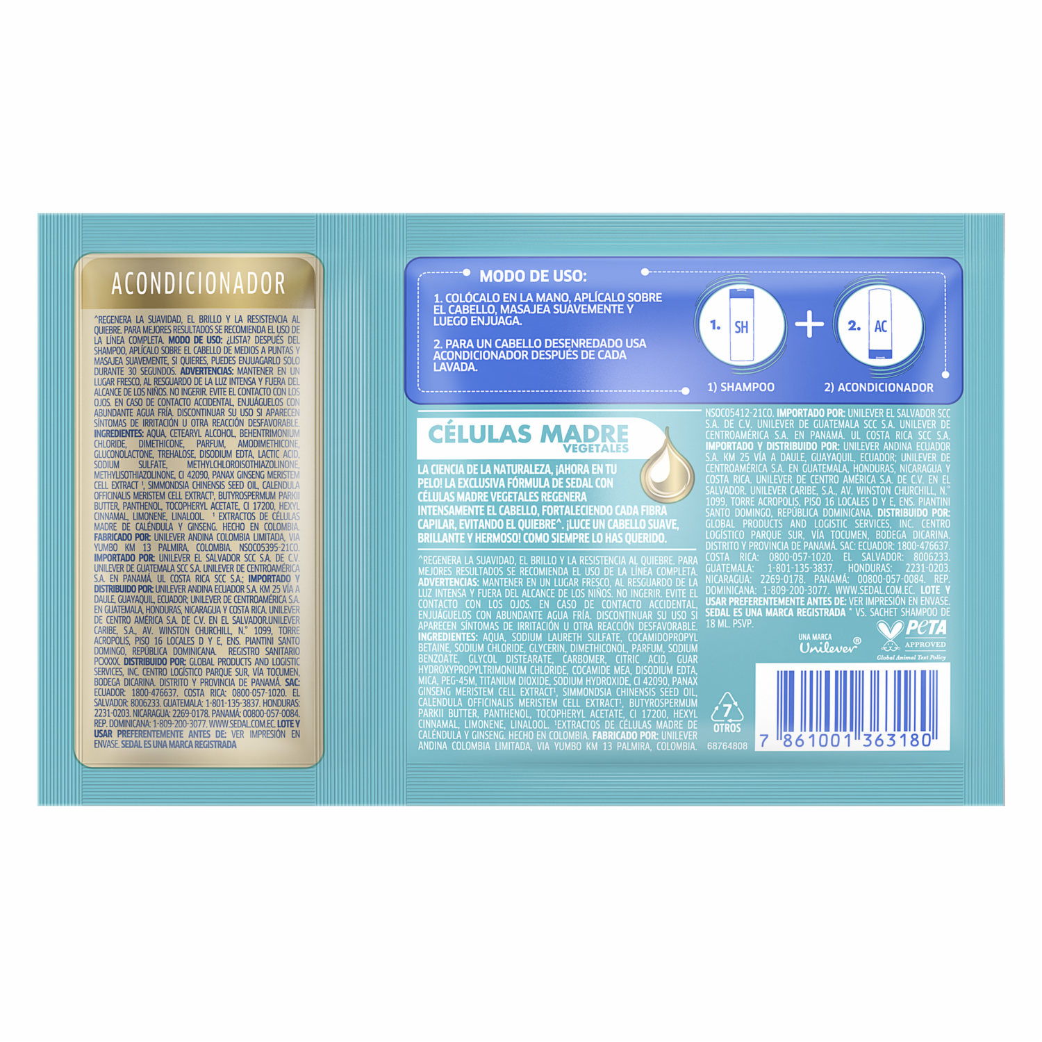 Shampoo Y Acondicionador Células Madre Vegetales SEDAL 2 x 9 Ml