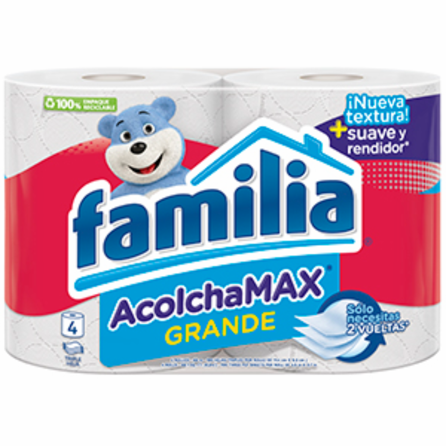 Papel Higiénico Acolchado 2 En 1 FAMILIA 4 Rollos