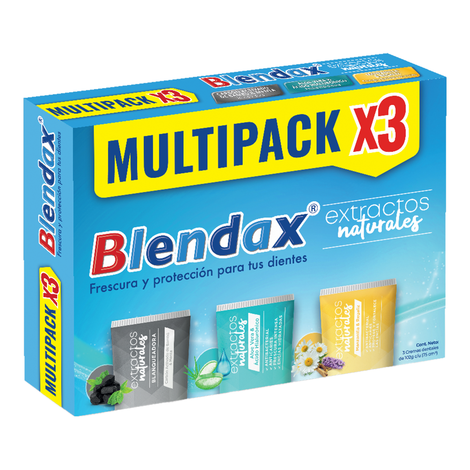 Pasta Dental Extractos Naturales Multipack BLENDAX X3 Uds