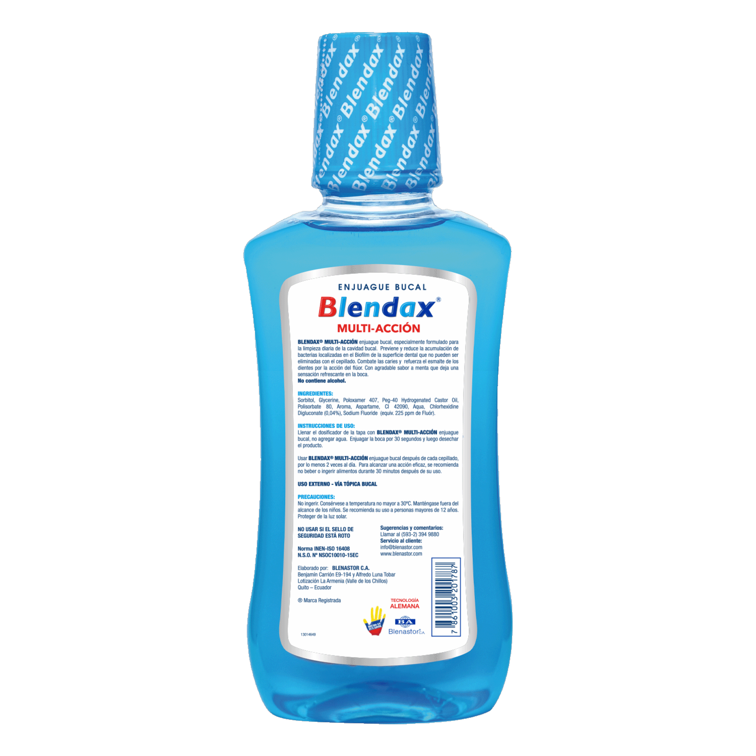 Enjuague  Bucal Acción Sin Alcohol BLENDAX 500 Ml