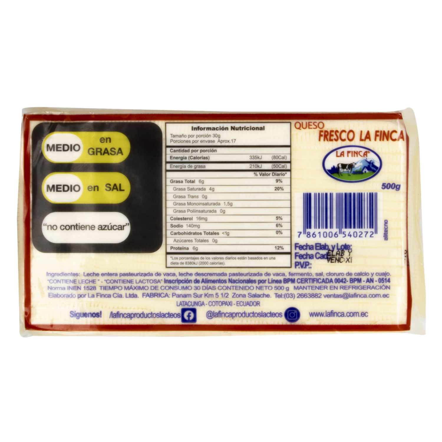 Queso Fresco LA FINCA 500 G