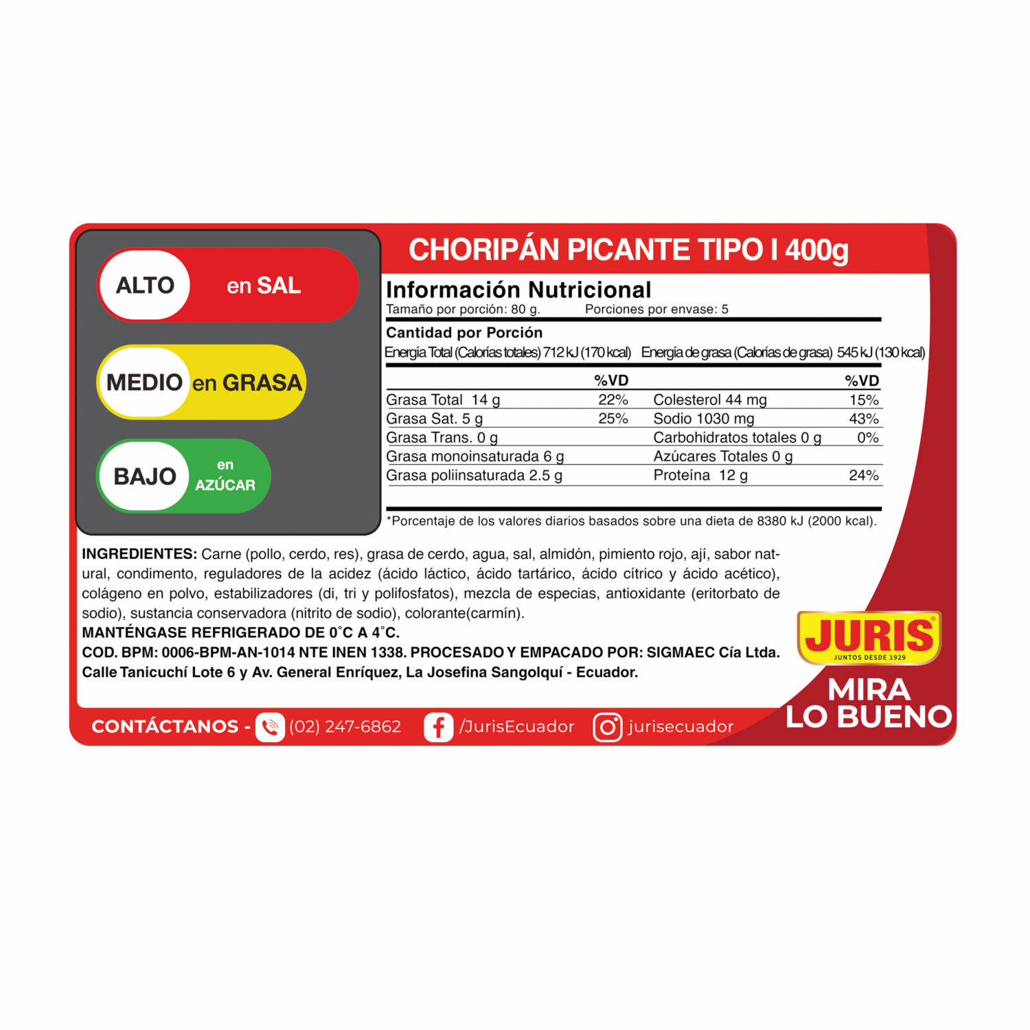 Chorizo Choripán Picante JURIS X5 Uds