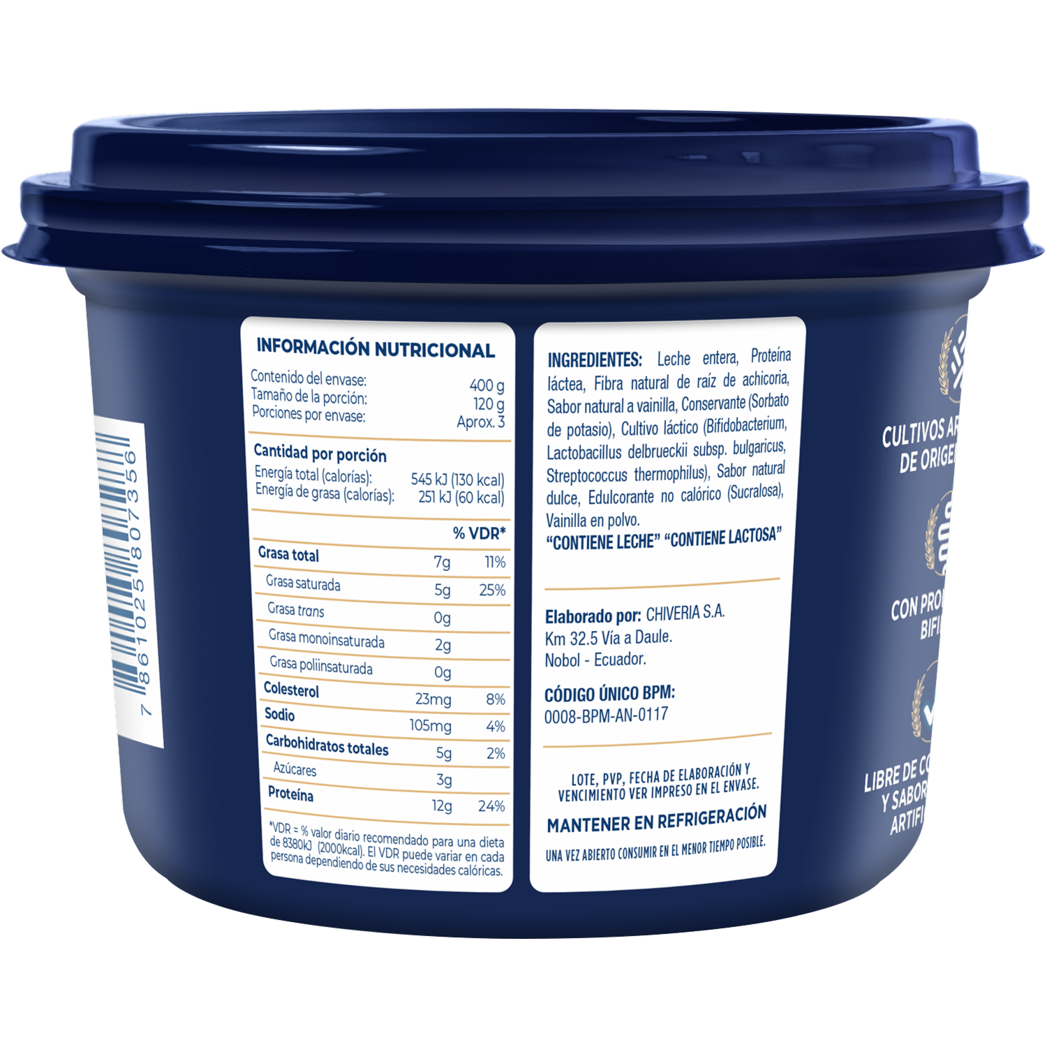 Yogurt Griego Vainilla CHIVERIA 400 G