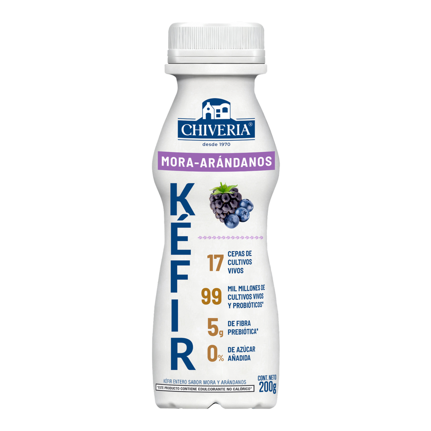 Kéfir Entero Sabor Mora Y Arándanos CHIVERIA 200 G