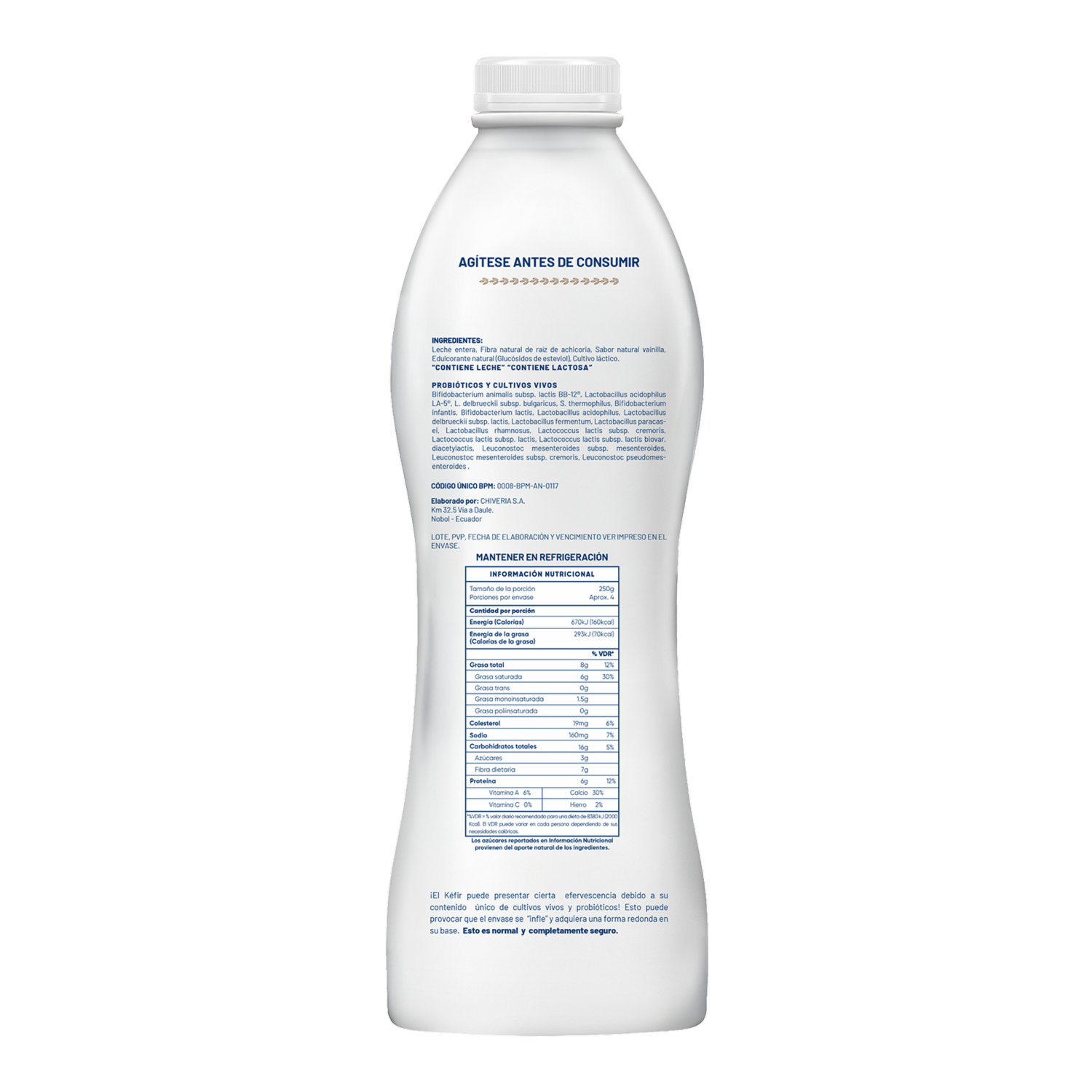 Kéfir Entero Sabor Vainilla CHIVERIA 950 G