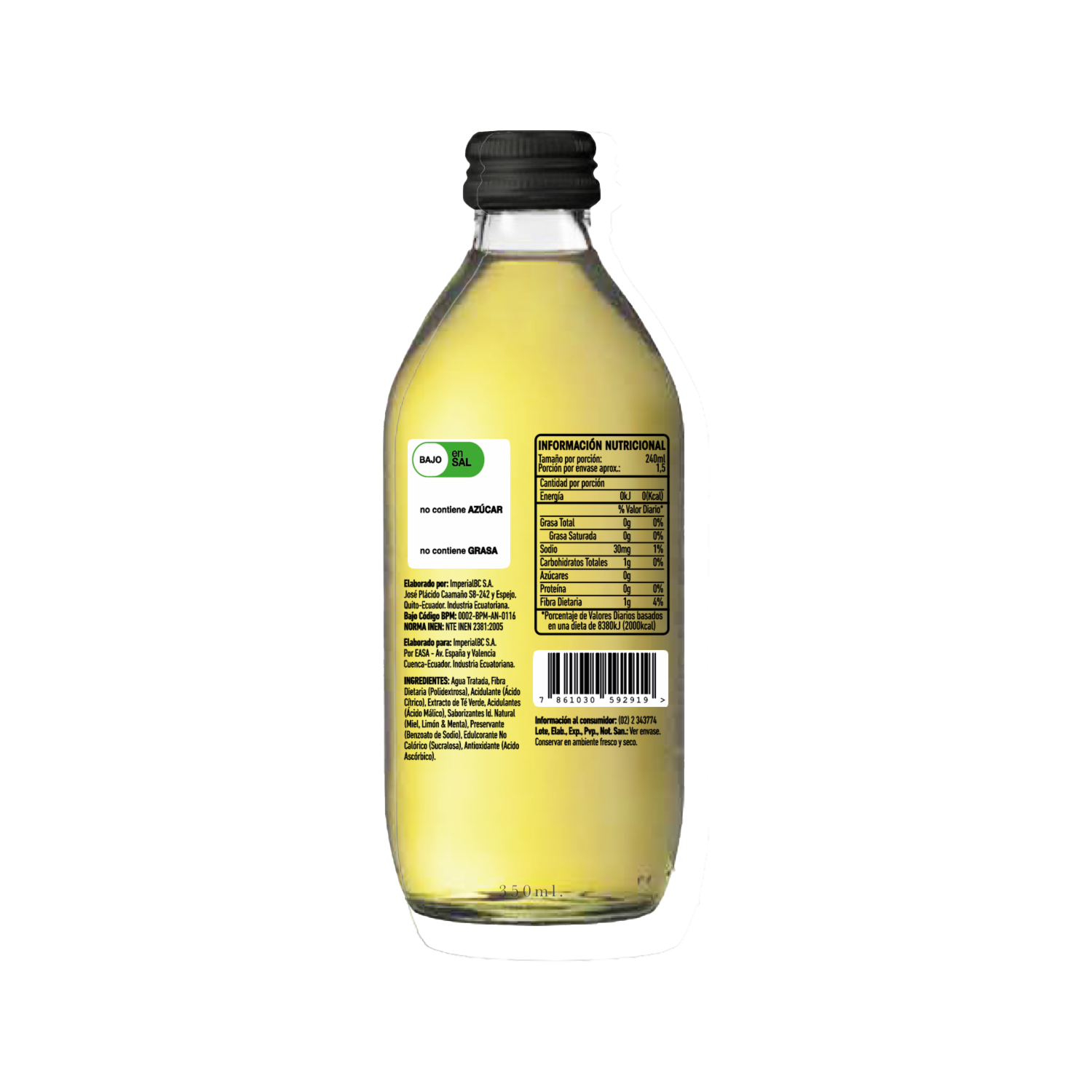 Té Negro Agua Sabor Limon Miel Menta ELEMENTS 350 Ml