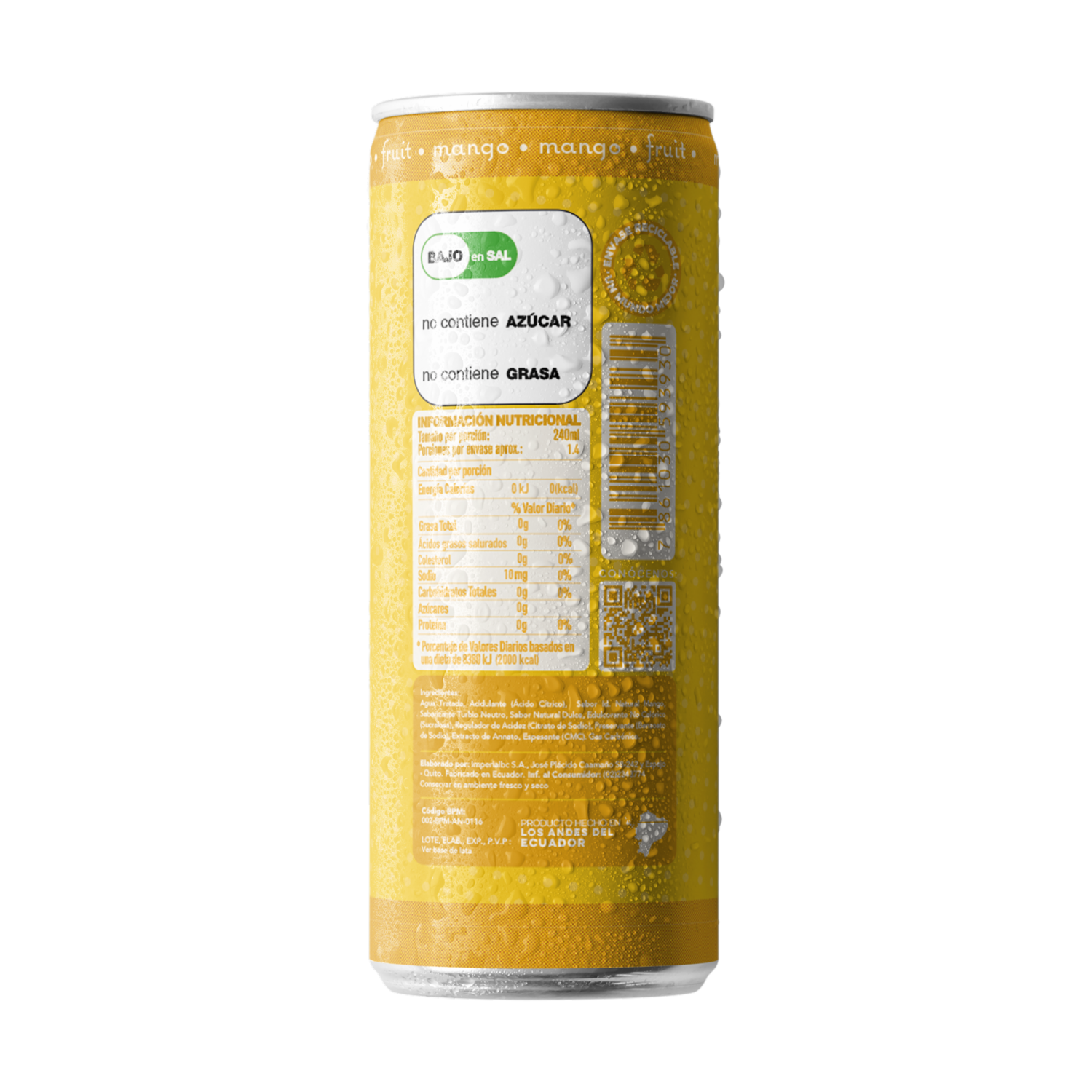 Bebida Gaseosa Sabor A Mango FRUIT 330 Ml