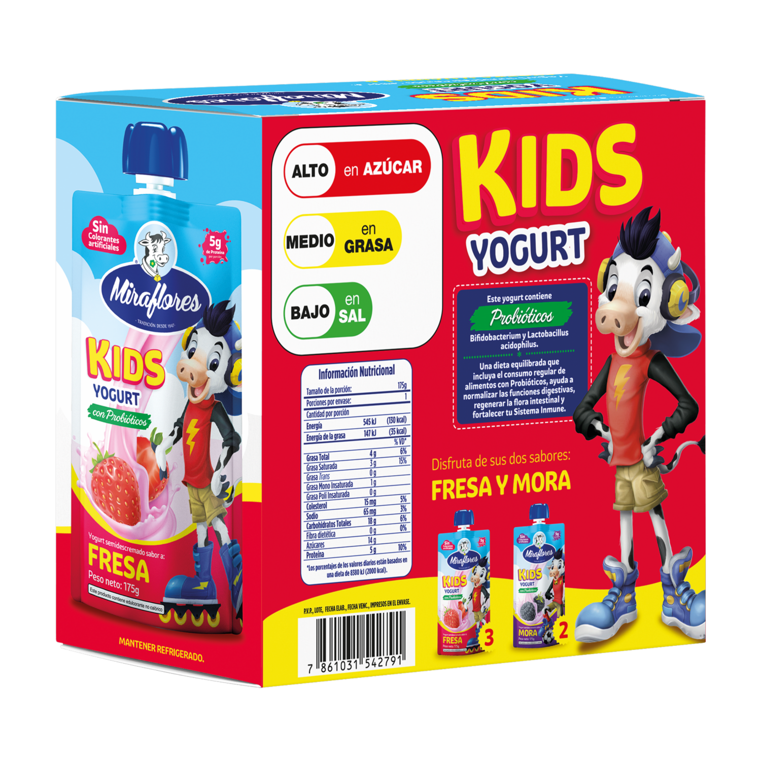 Yogurt Bebible Fresa Kids  Display MIRAFLORES 875 G