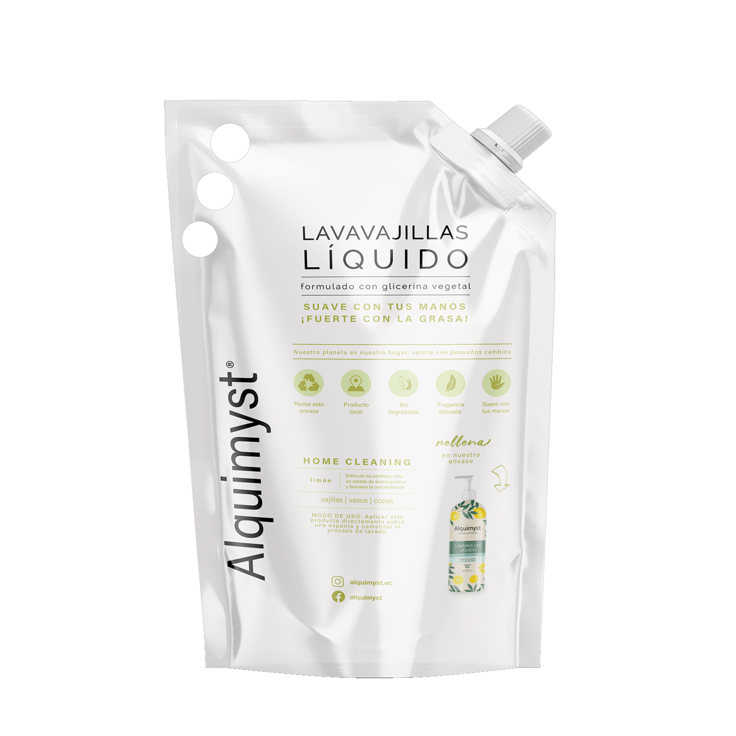 Lavavajilla Líquido Limón Pump ALQUIMYST 1000 Ml