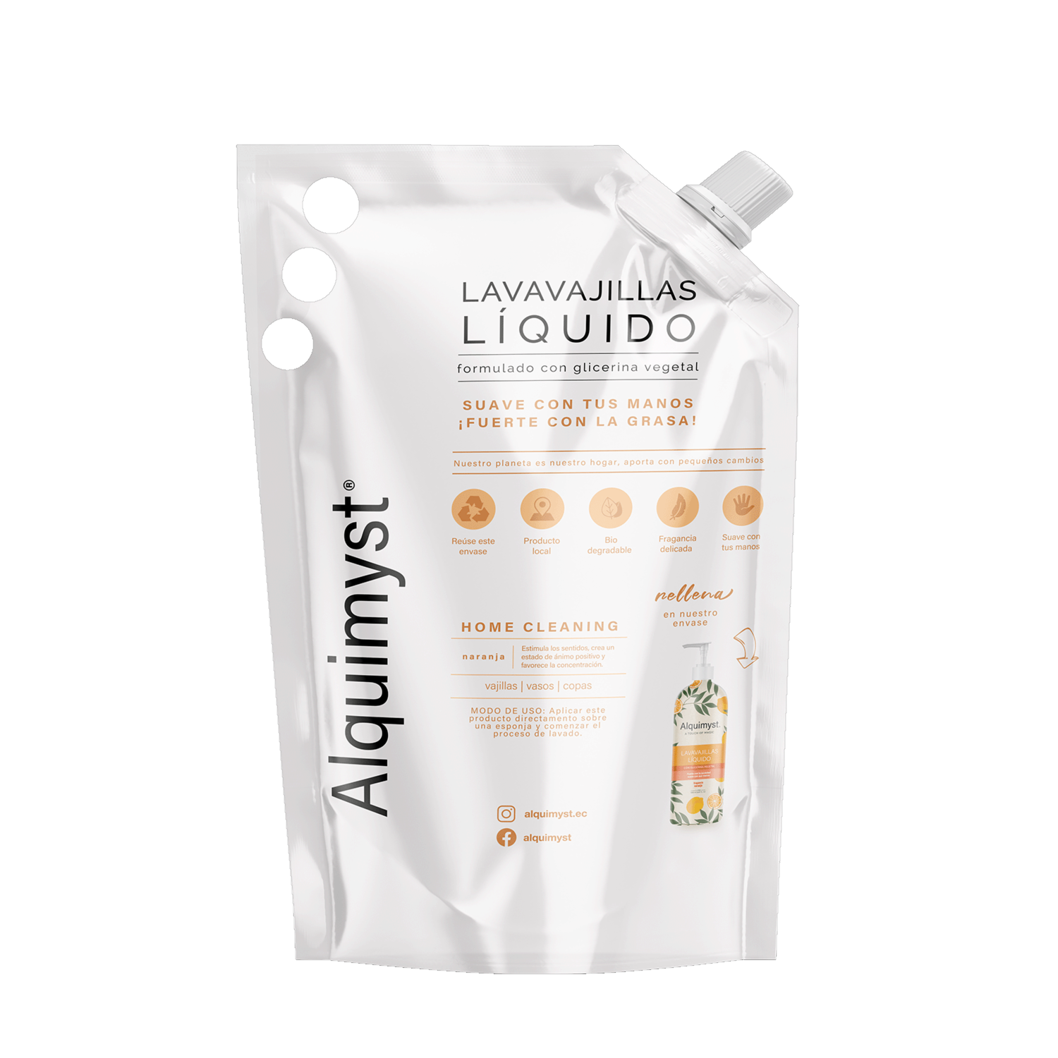 Lavavajilla Líquido Naranja ALQUIMYST 1000 ML