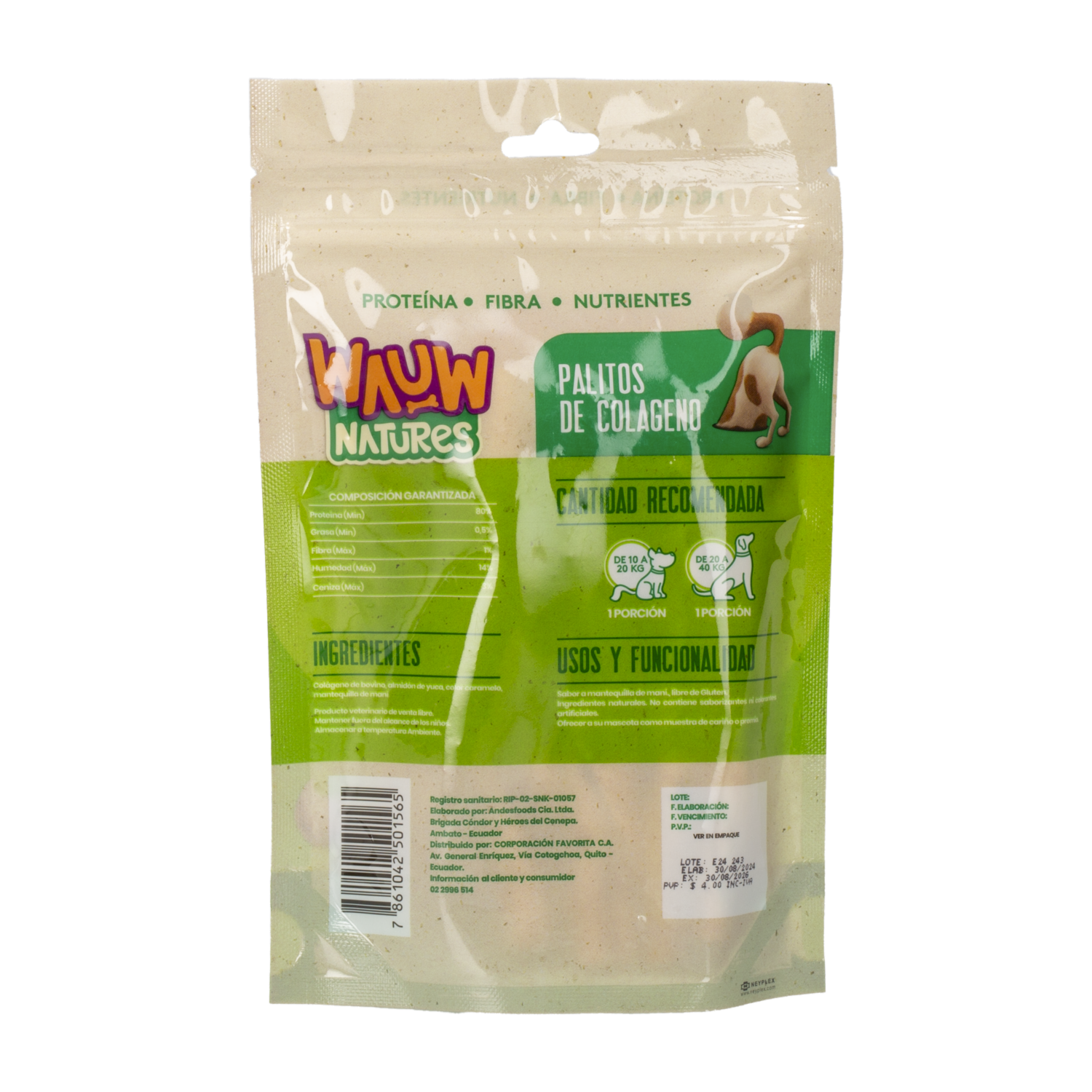 Snack Para Perros Palitos De Colágeno WAUW X 12 Uds