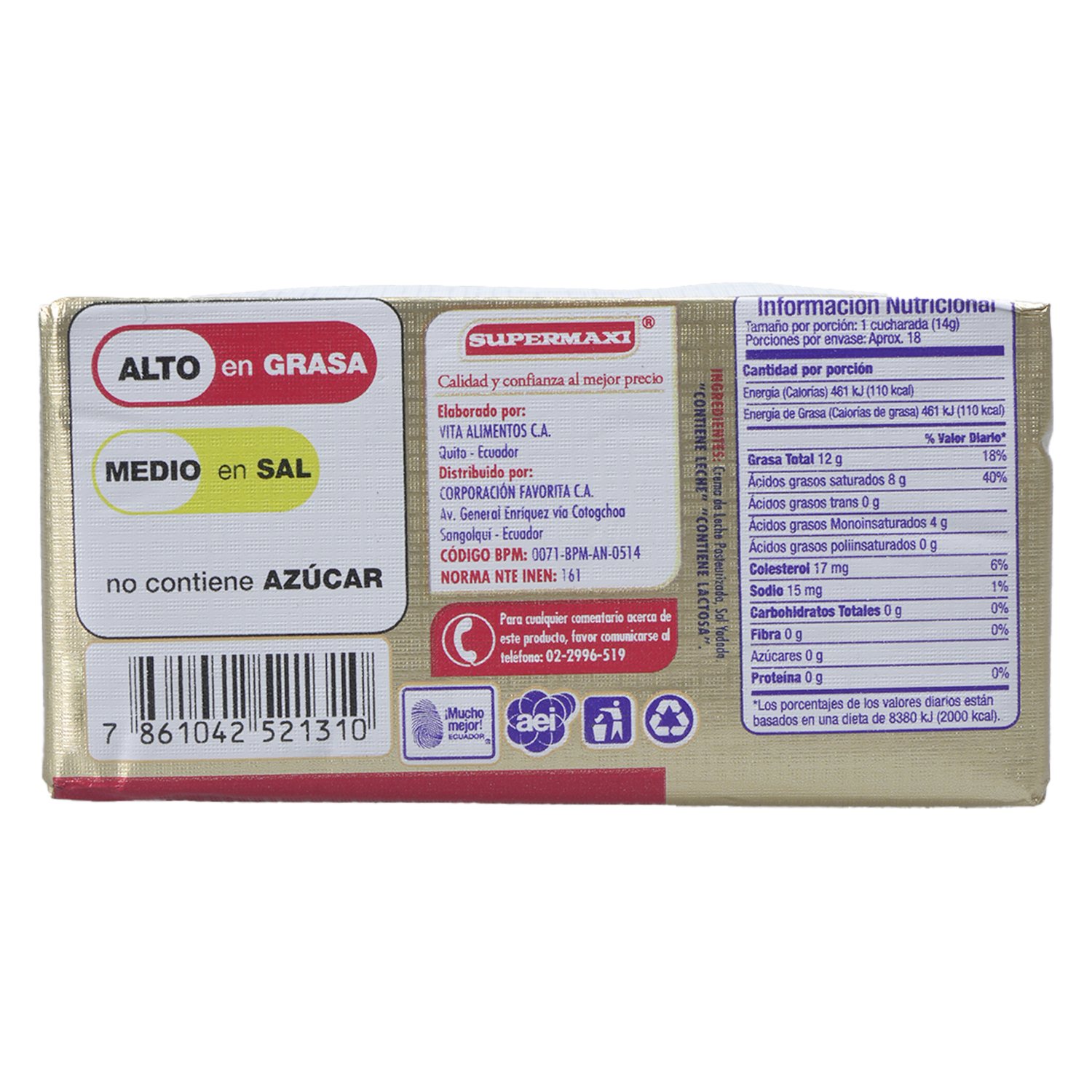 Mantequilla Con Sal SUPERMAXI 250 G