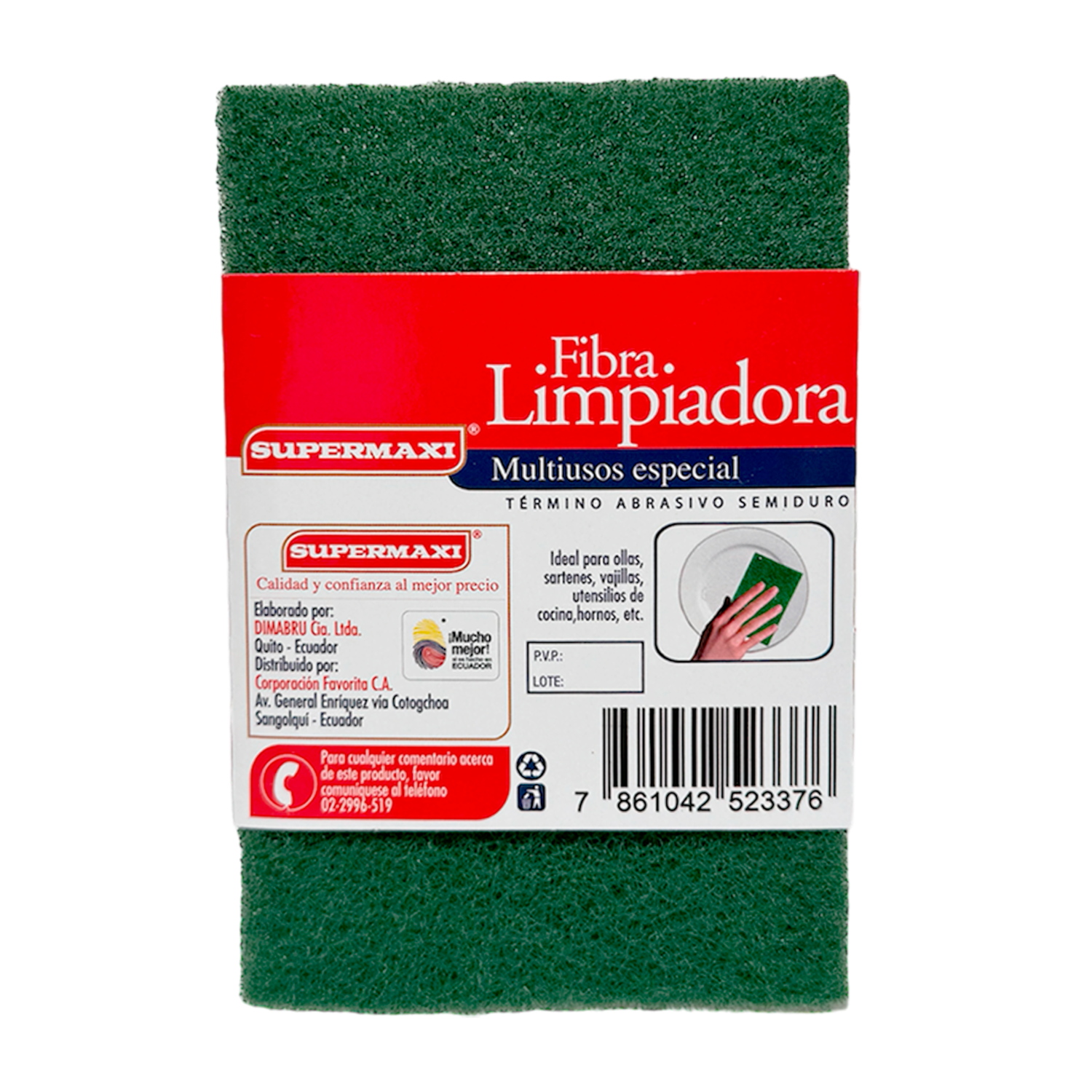 Fibra Limpia Vajillas Multiuso Especial Término Abrasivo Semiduro SUPERMAXI Unidad