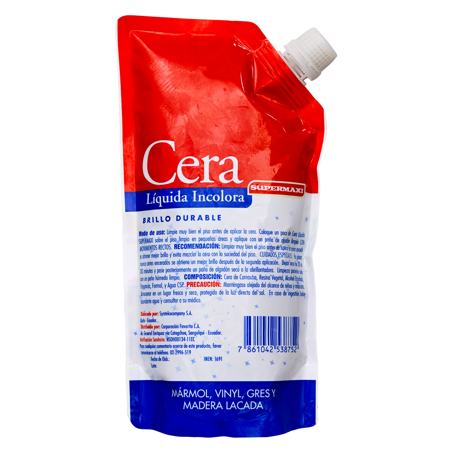 Cera De Piso Incolora Doy Pack SUPERMAXI 500 Ml
