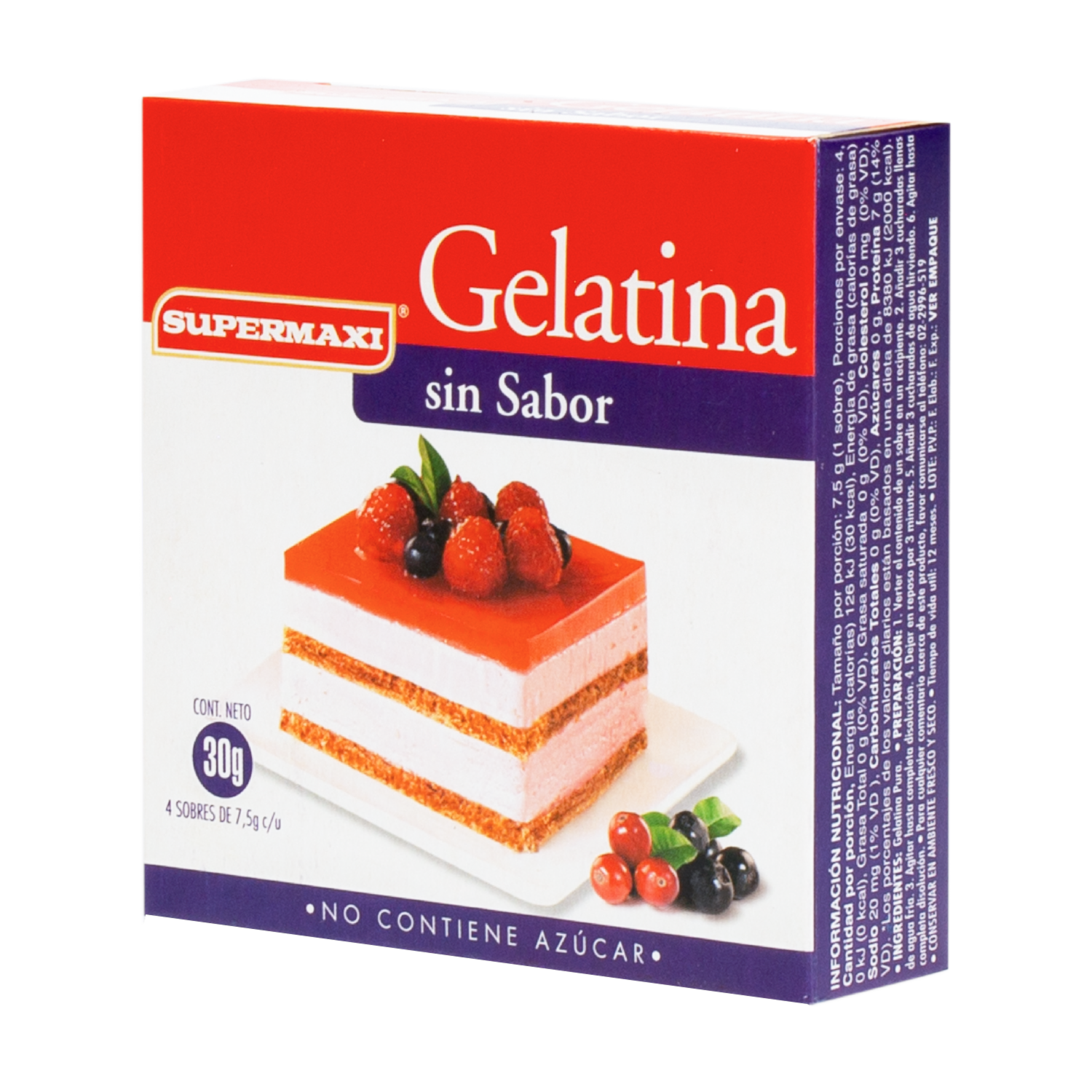 Gelatina En Polvo Sin Sabor SUPERMAXI 30 g