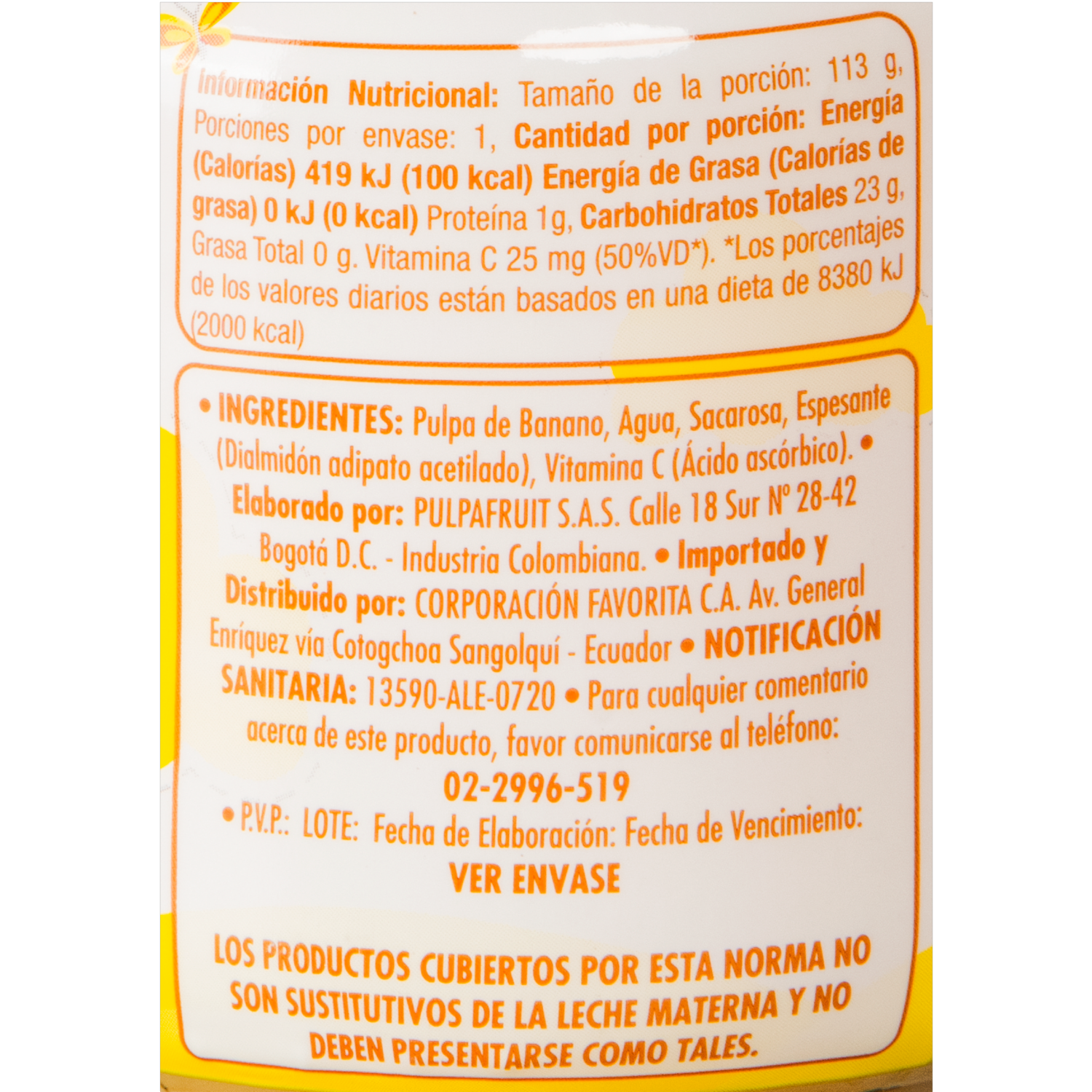 Compota De Banana SUPERMAXI 113 g
