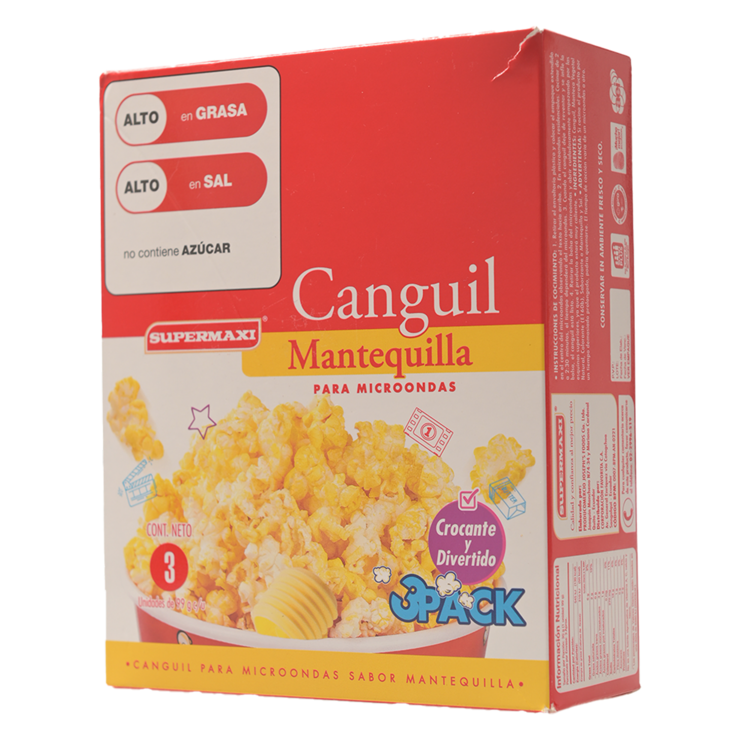 Canguil Para Microondas Con Mantequilla SUPERMAXI Pack X3 297 G
