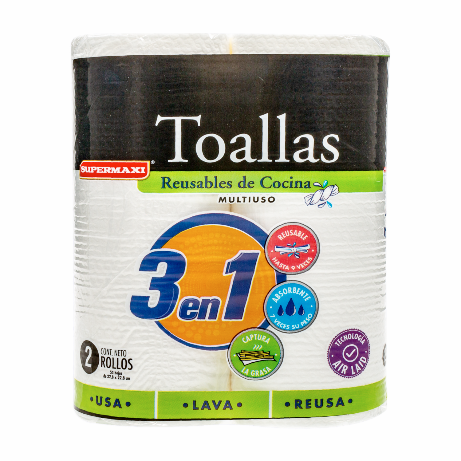 Toallas Reusables SUPERMAXI 2 X 12.54 M