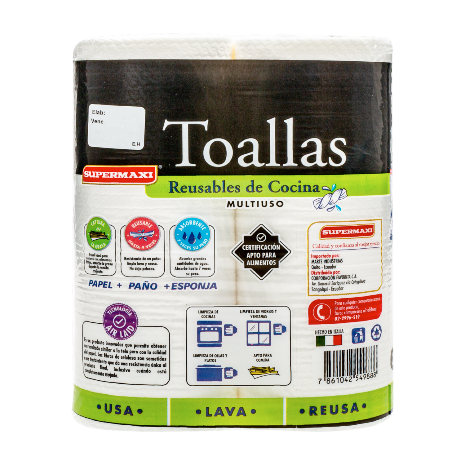 Toallas Reusables SUPERMAXI 2 X 12.54 M