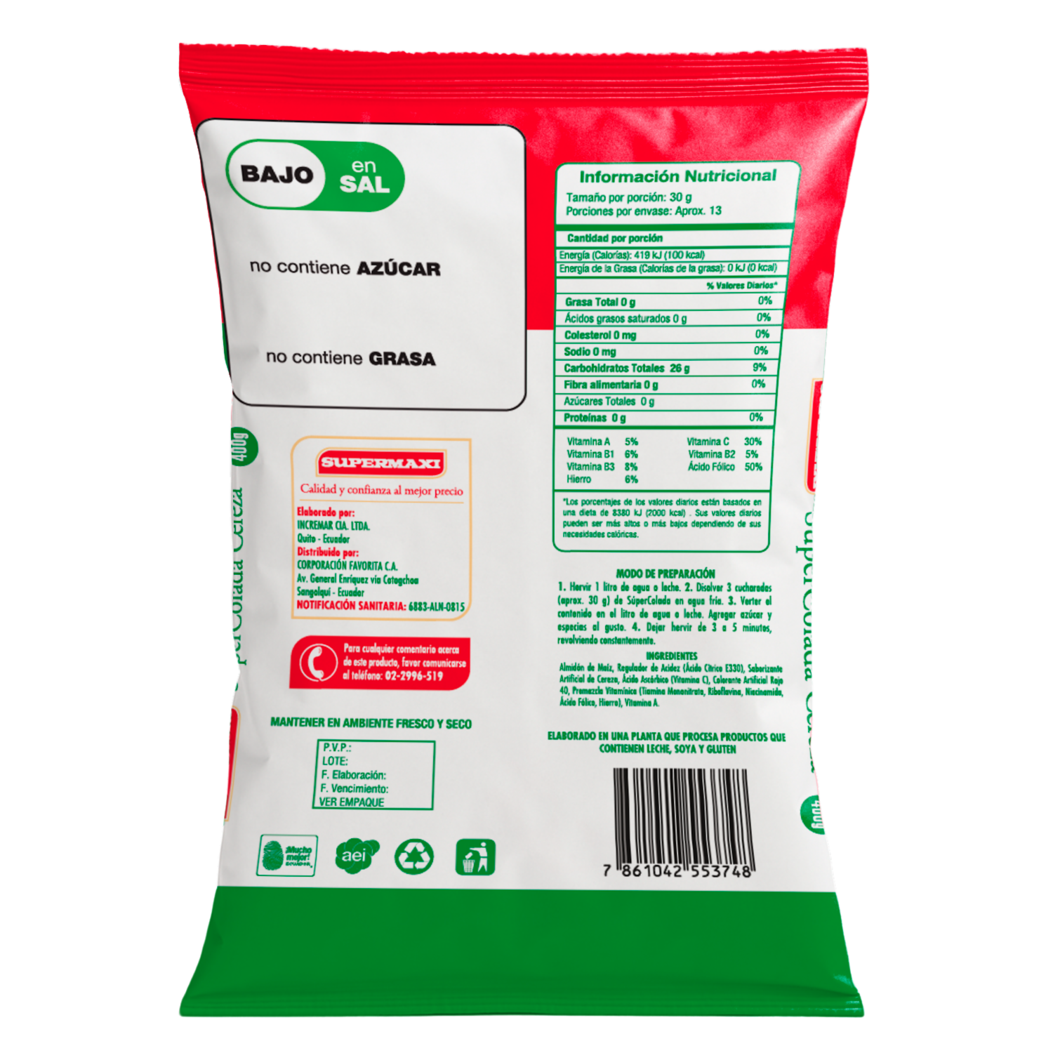 Colada Sabor Cereza SUPERMAXI 400 G