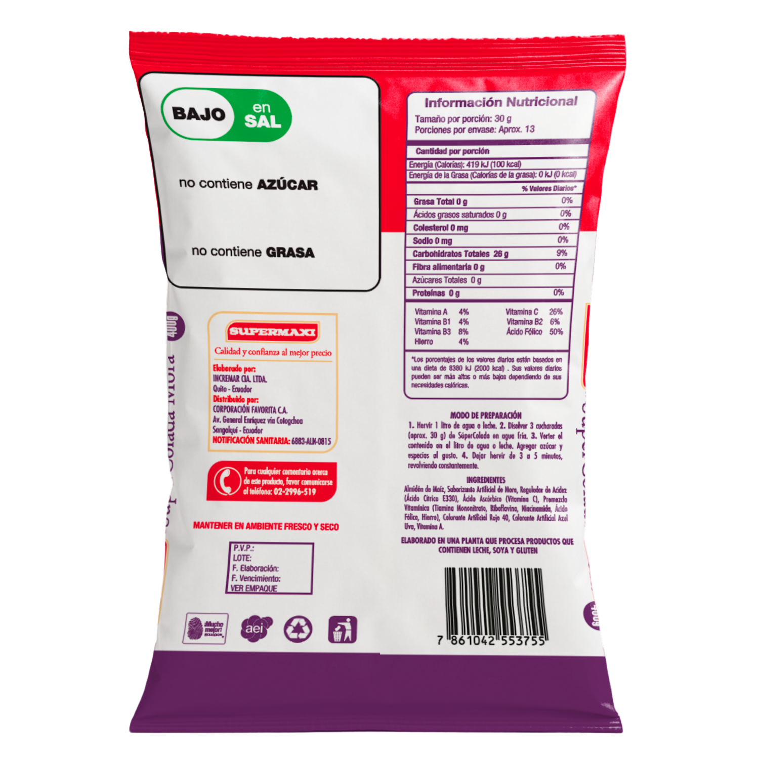 Colada Sabor Mora SUPERMAXI 400 G