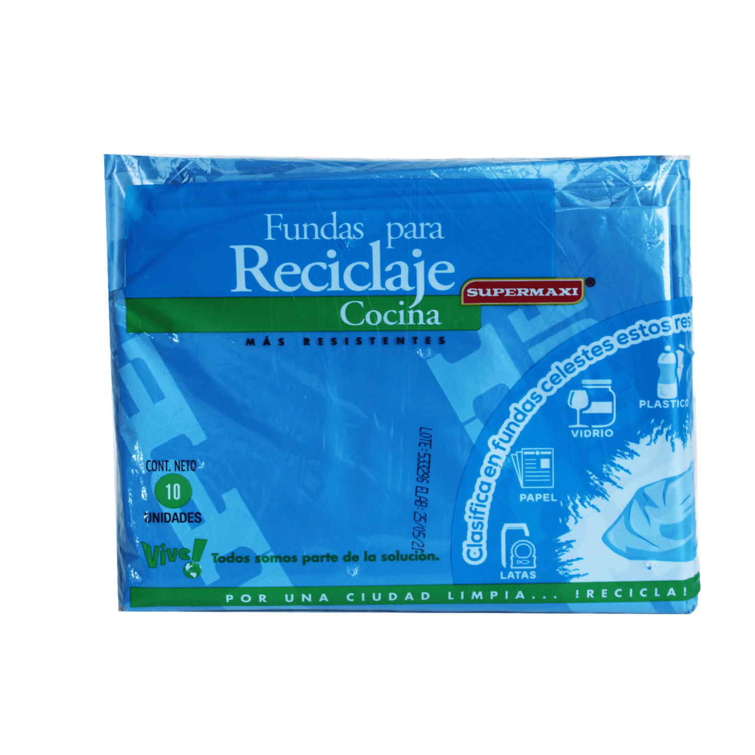 Fundas De Basura Para Cocina , Reciclaje – Azul SUPERMAXI 10 Unidades