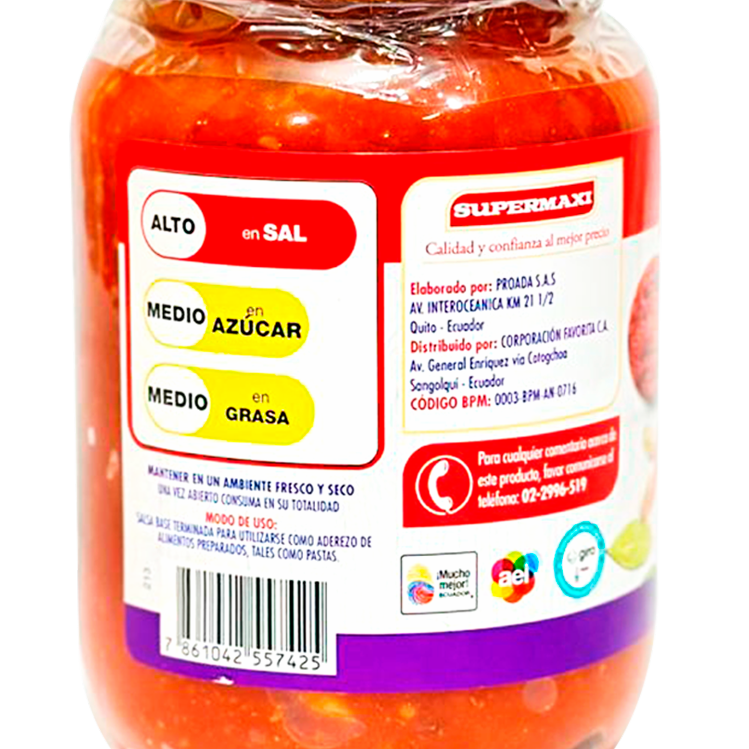 Salsa Spaguetti Carne-Champiñones SUPERMAXI 490 G