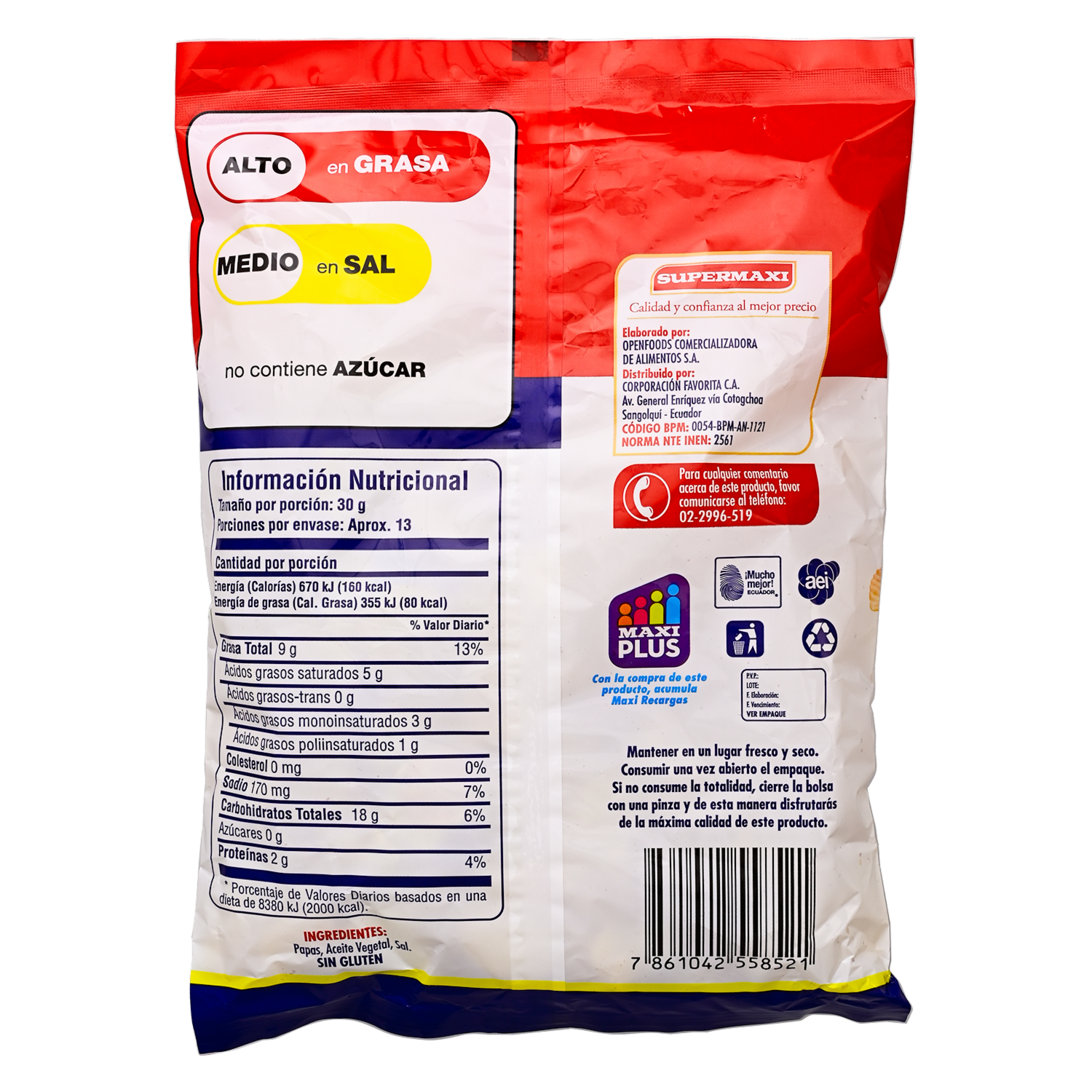 Papas Fritas Onduladas SUPERMAXI 400 G