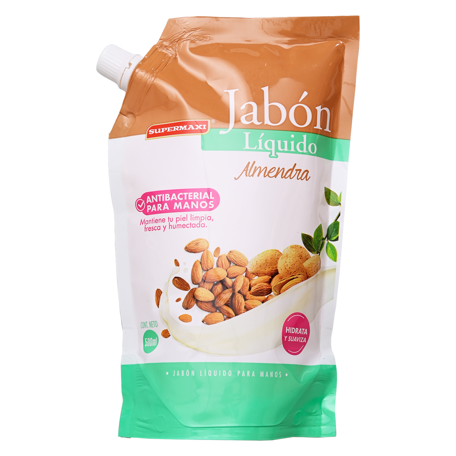 Jabón Líquido Antibacterial De Almendra SUPERMAXI 500 Ml