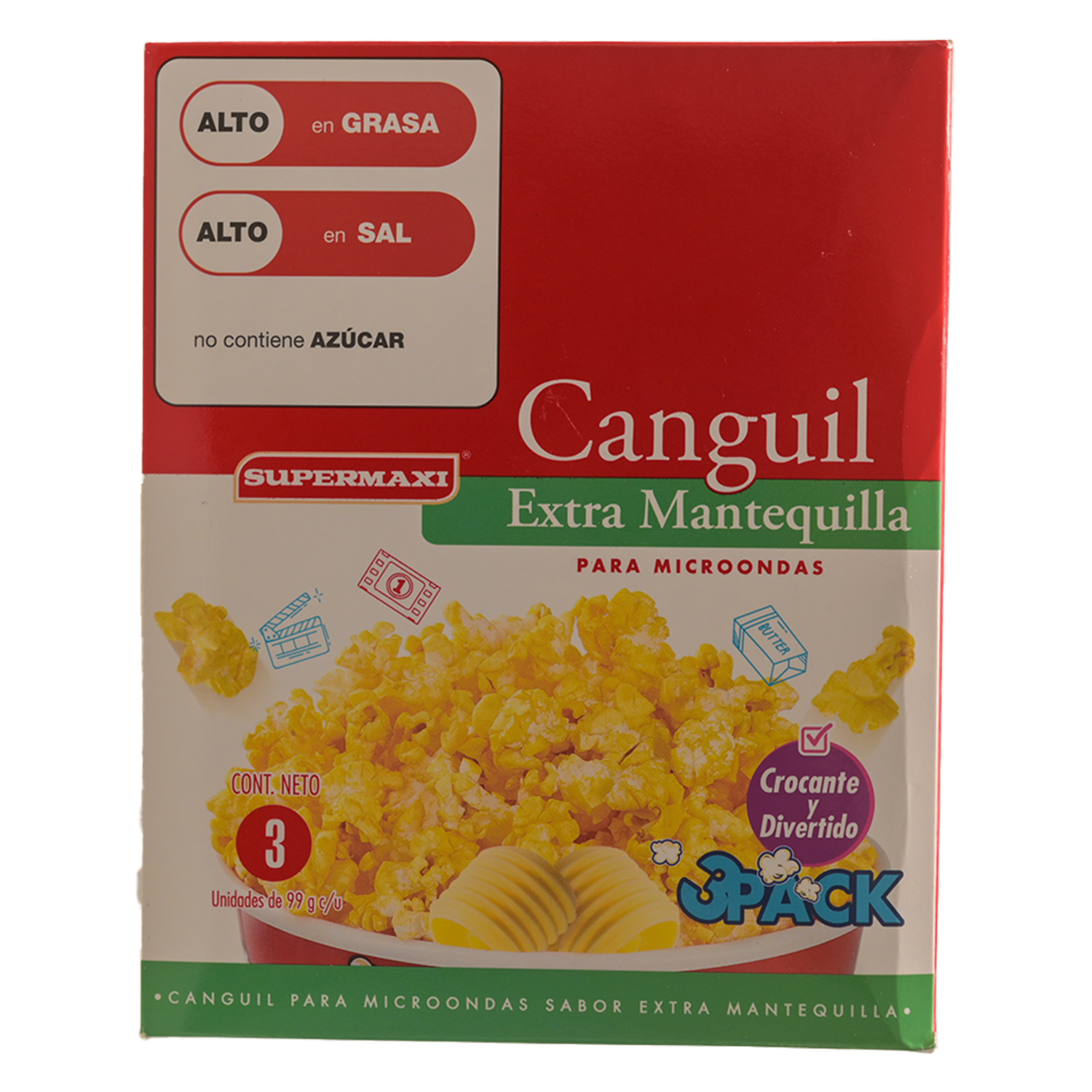Canguil Para Microondas Con Extra Mantequilla SUPERMAXI Pack X3 99 G