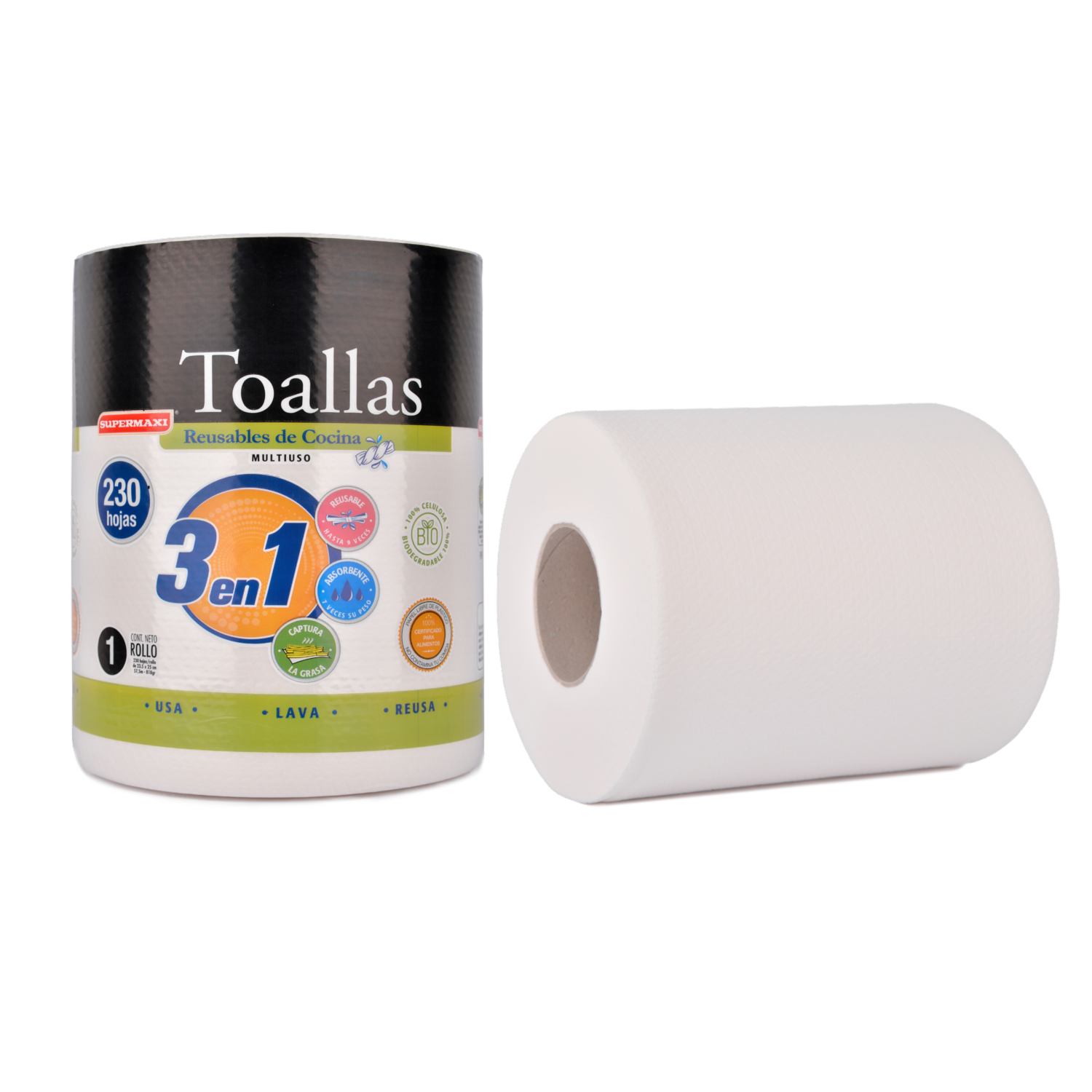 Toallas De Cocina Reusables Mega Rollo SUPERMAXI 54.05M