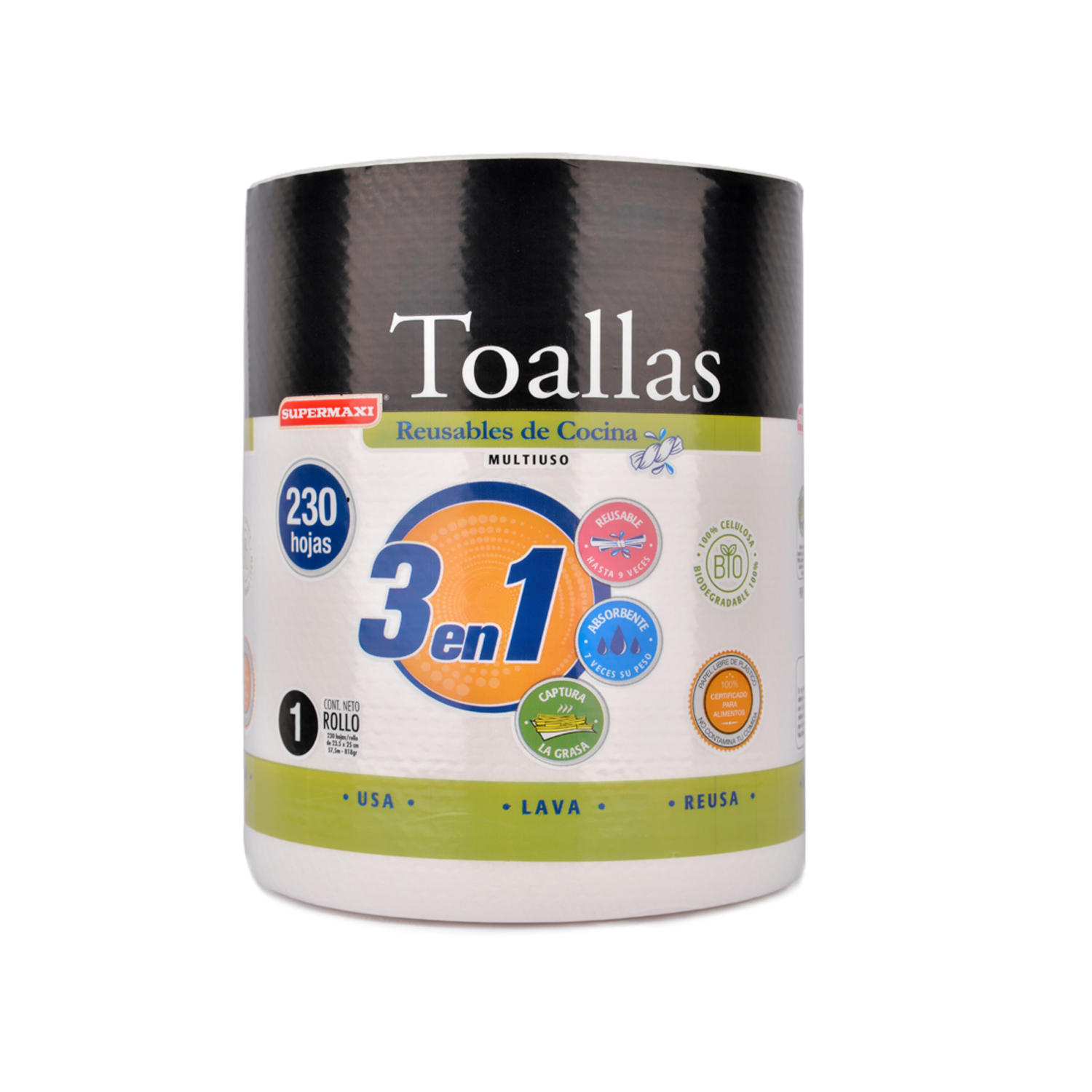 Toallas De Cocina Reusables Mega Rollo SUPERMAXI 54.05M