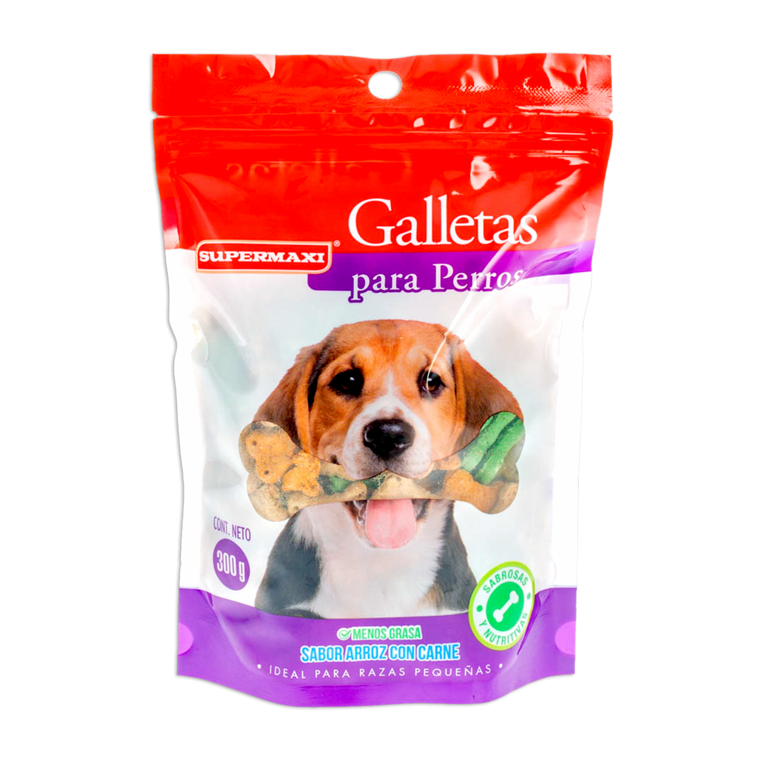 Galletas Para Perros Toda Raza Y Edad Sabor Arroz Con Carne SUPERMAXI 300 G