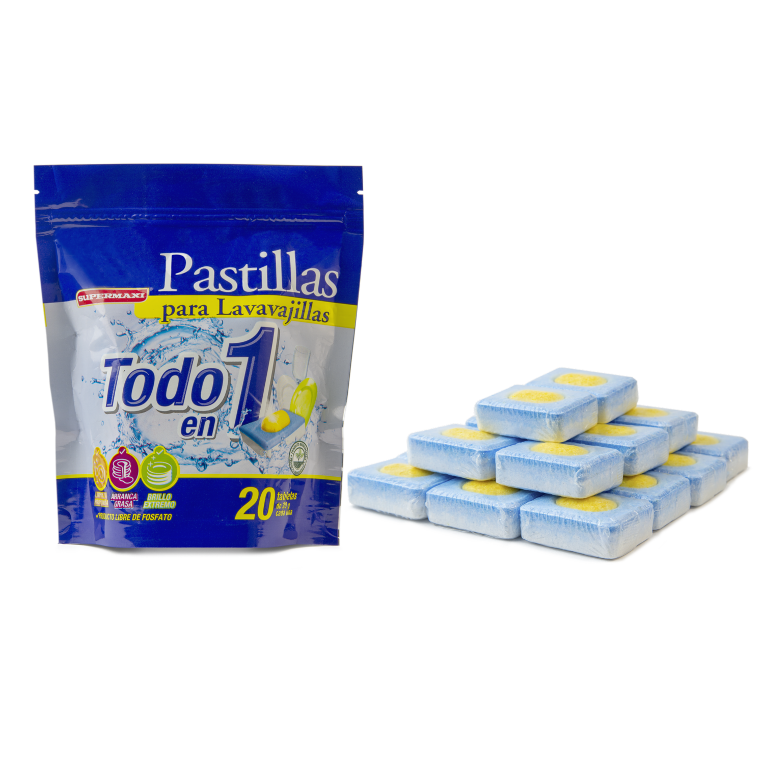 Pastilla Detergente Para Lavavajilla SUPERMAXI X 20 Uds