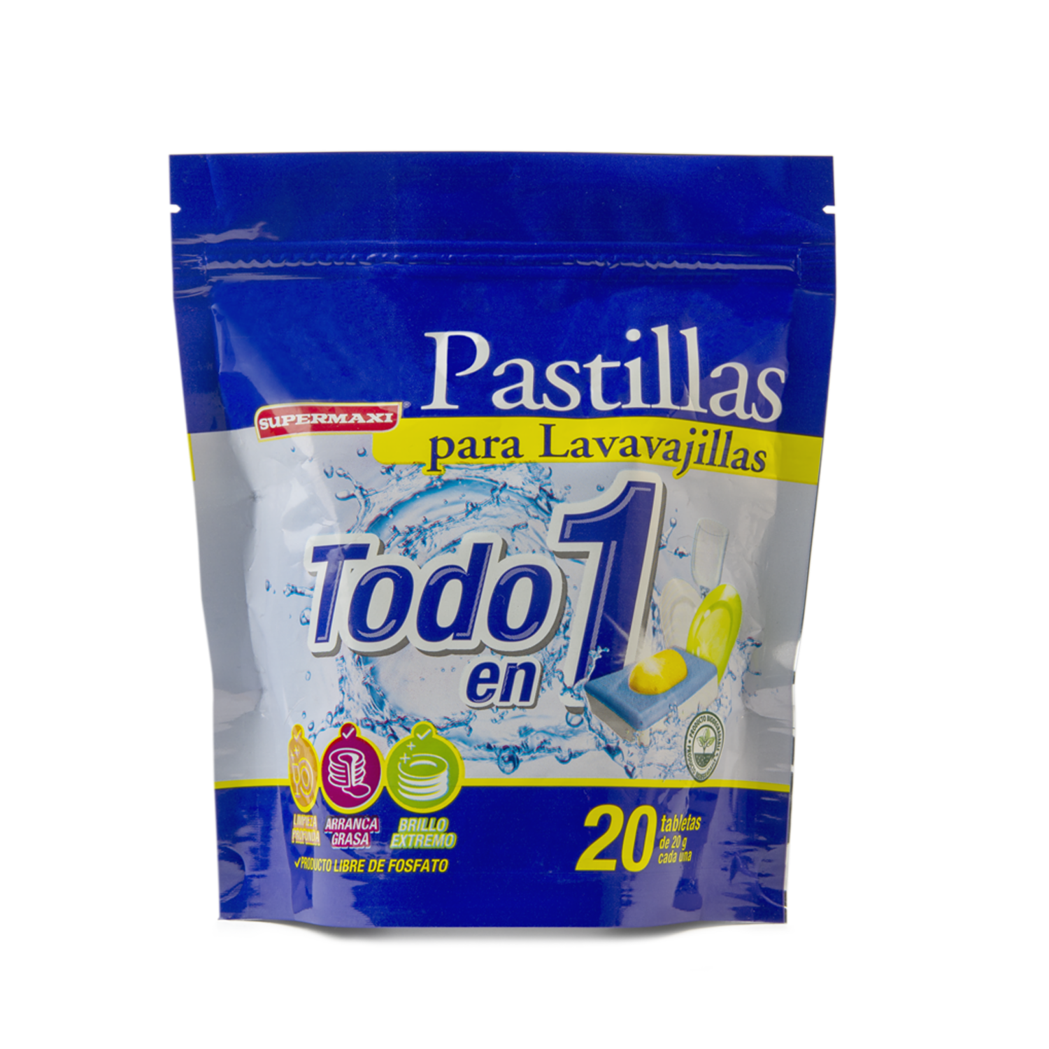 Pastilla Detergente Para Lavavajilla SUPERMAXI X 20 Uds