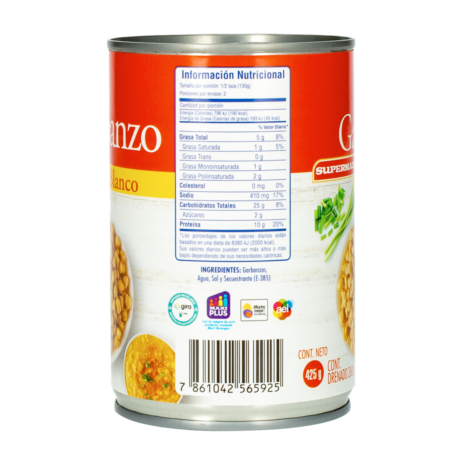 Garbanzo En Lata SUPERMAXI 425 G