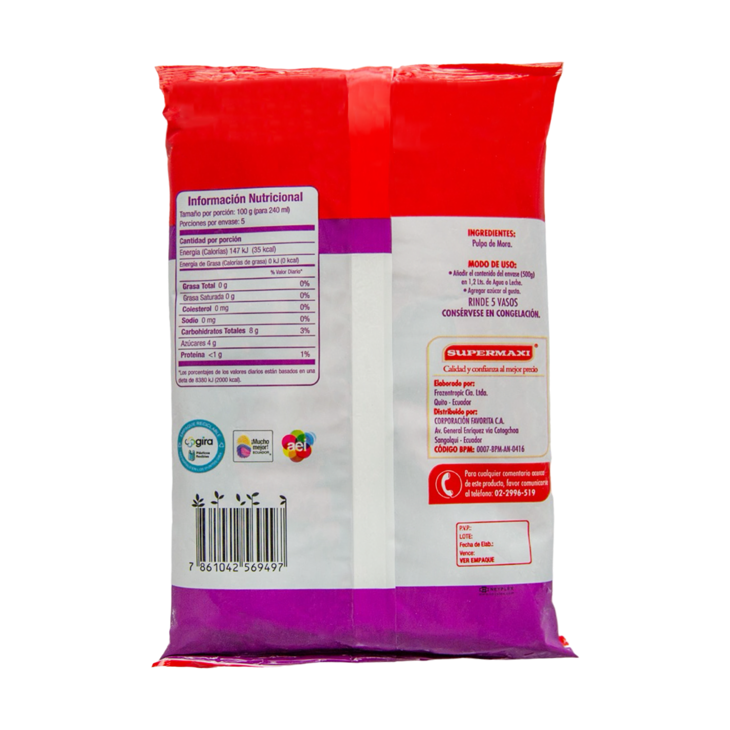 Pulpa De Mora SUPERMAXI 500 G