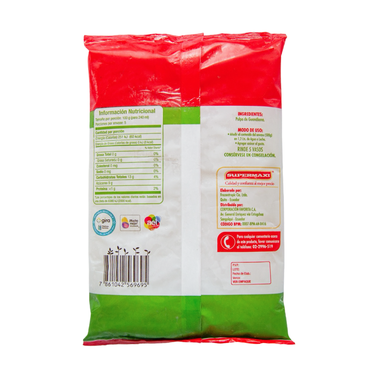 Pulpa De Guanábana SUPERMAXI 500 G
