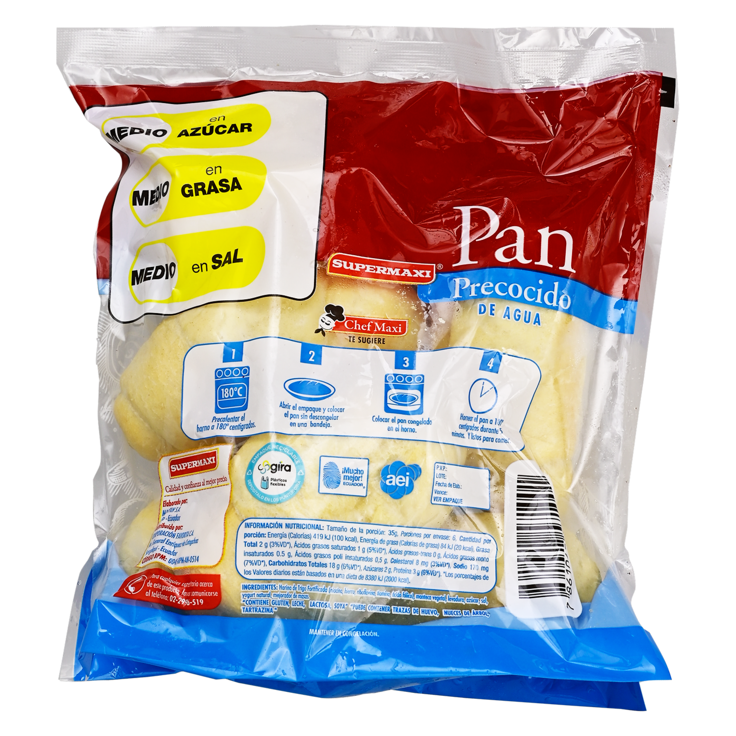 Pan DE Agua Pre Cocido SUPERMAXI 210 g
