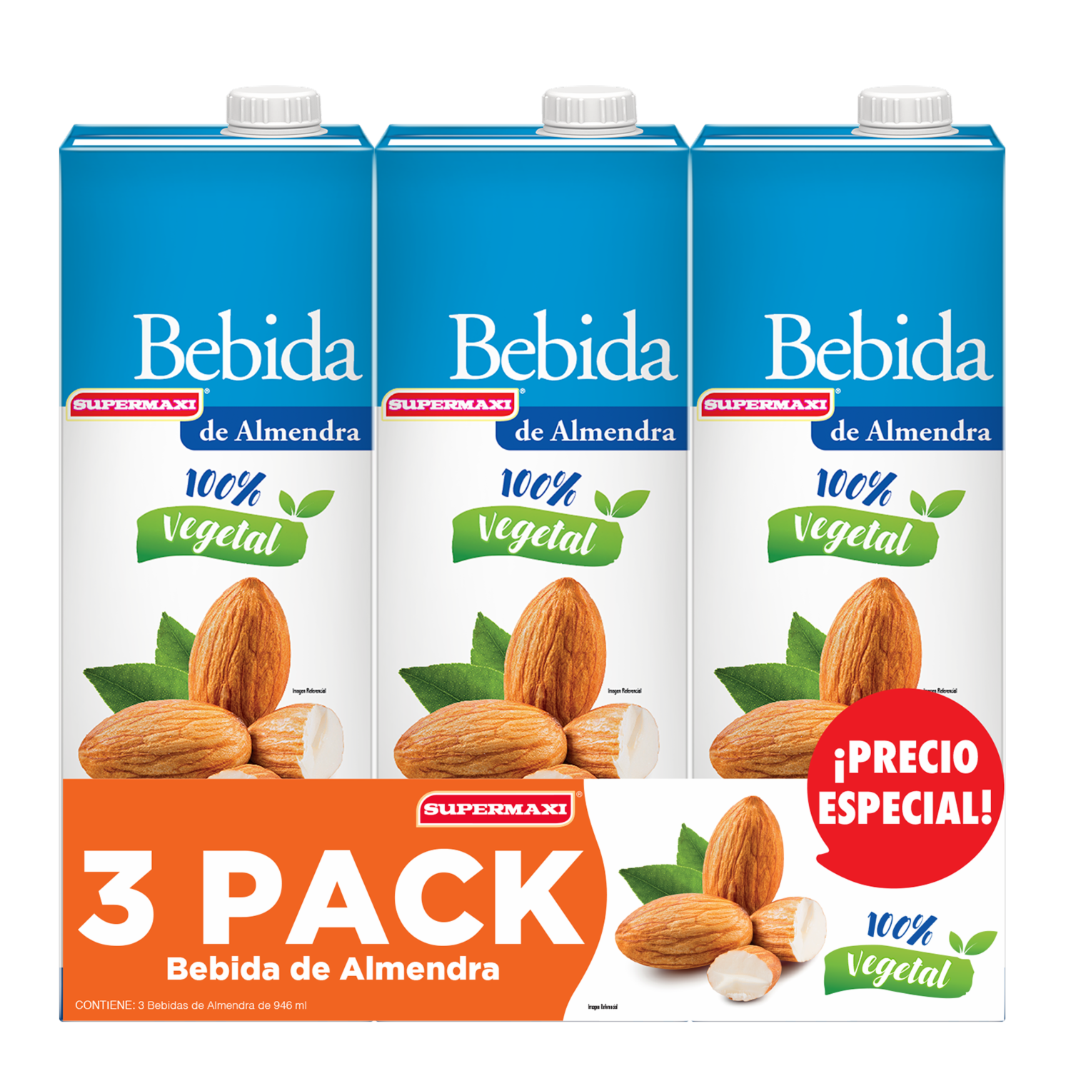 Bebida De Almendras Con Azúcar SUPERMAXI 3 X 946 ml