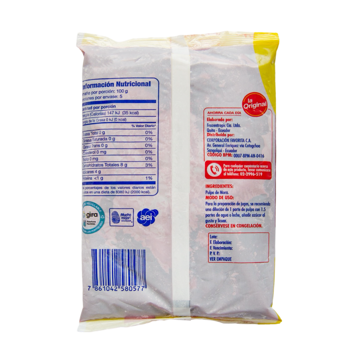 Pulpa De Mora LA ORIGINAL 500 G