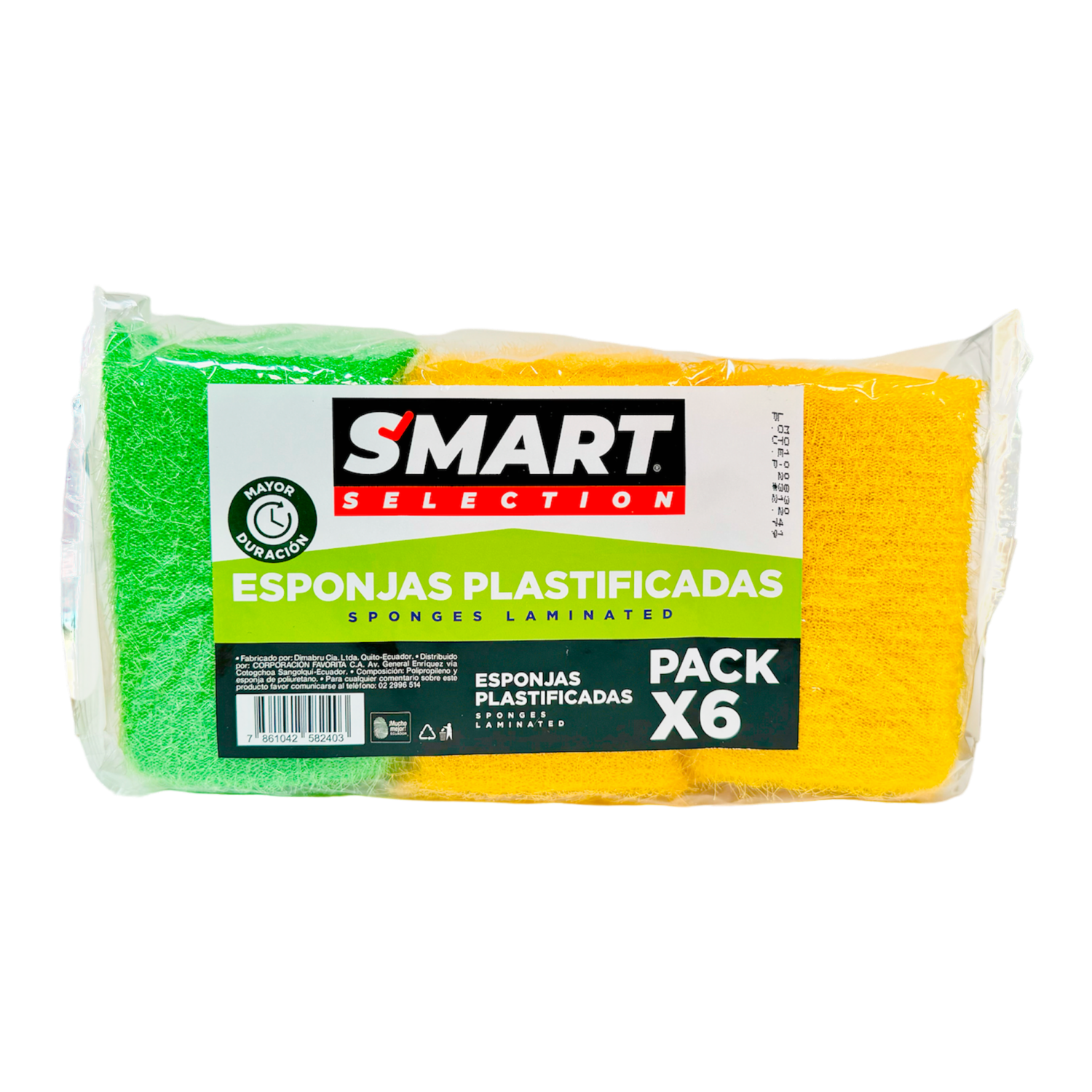 Esponja Multiusos Plastificadas Mayor Duración SMART SELECTION X 6 Uds