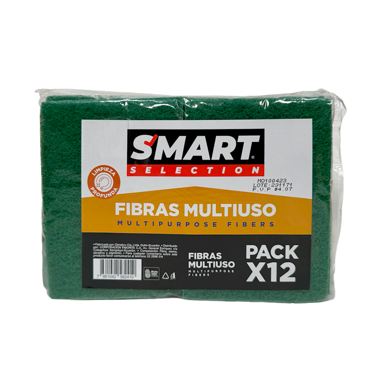 Fibra Limpia Vajillas Multiuso Verdes SMART SELECTION X 12 Uds