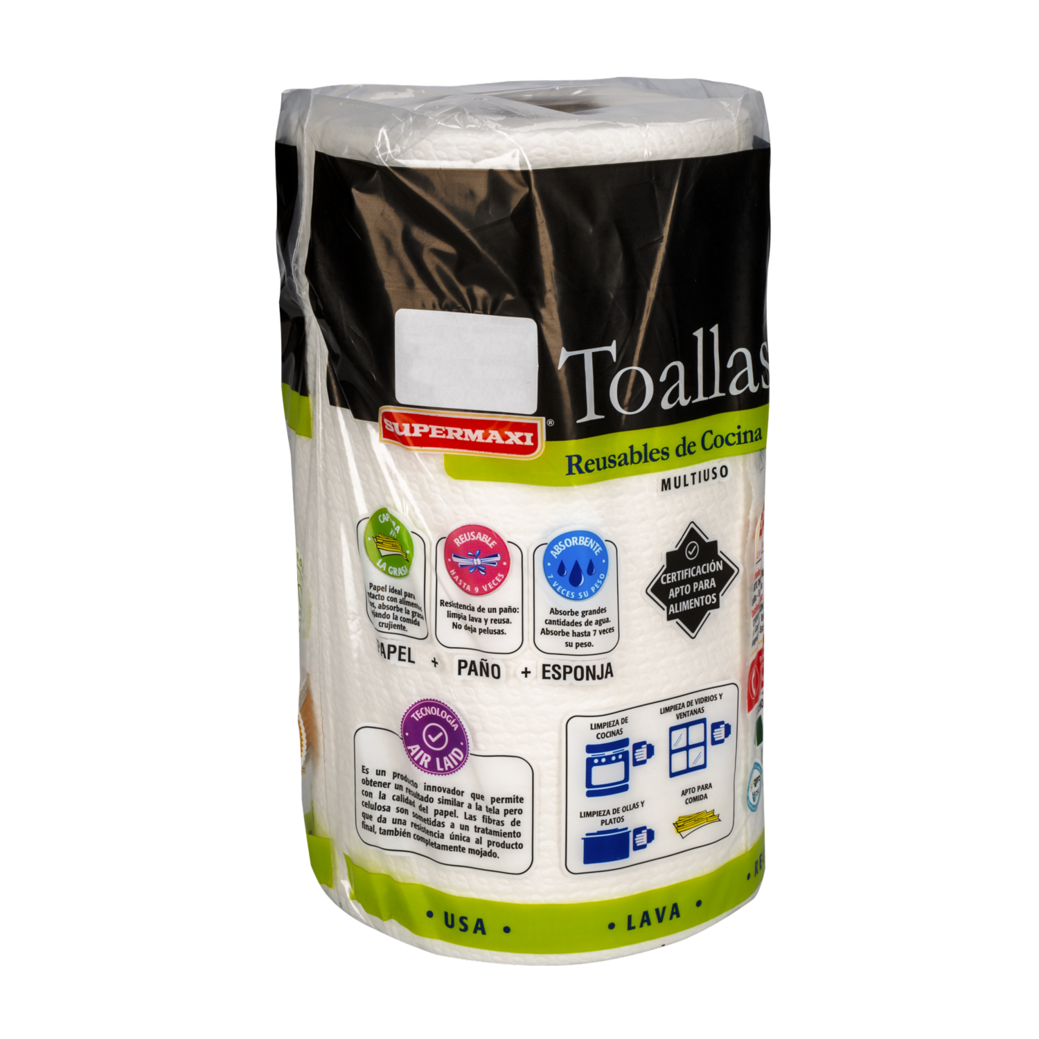 Toallas De Cocina Reusables Multiusos SUPERMAXI X 100 Uds