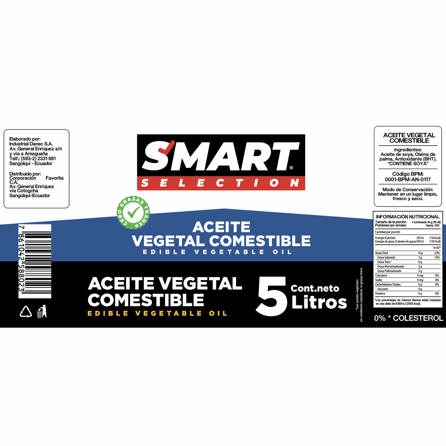 Aceite Comestible De Palma SMART SELECTION 5 Litros