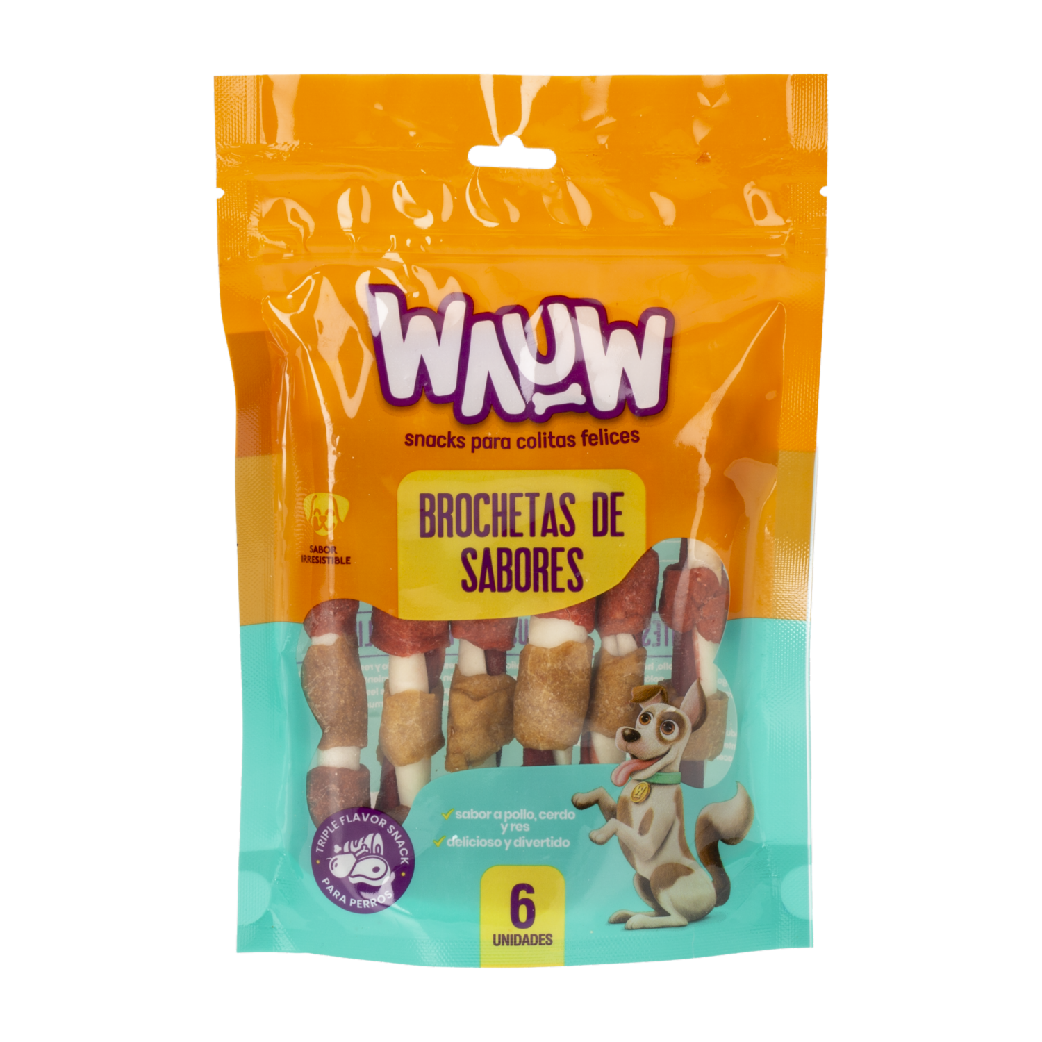 Snack Para Perros Brochetas De Sabores WAUW X 6 Uds