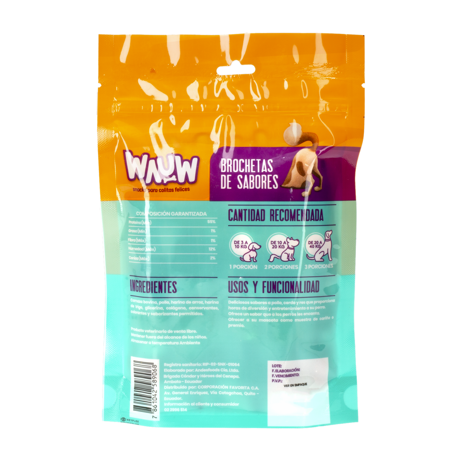 Snack Para Perros Brochetas De Sabores WAUW X 6 Uds